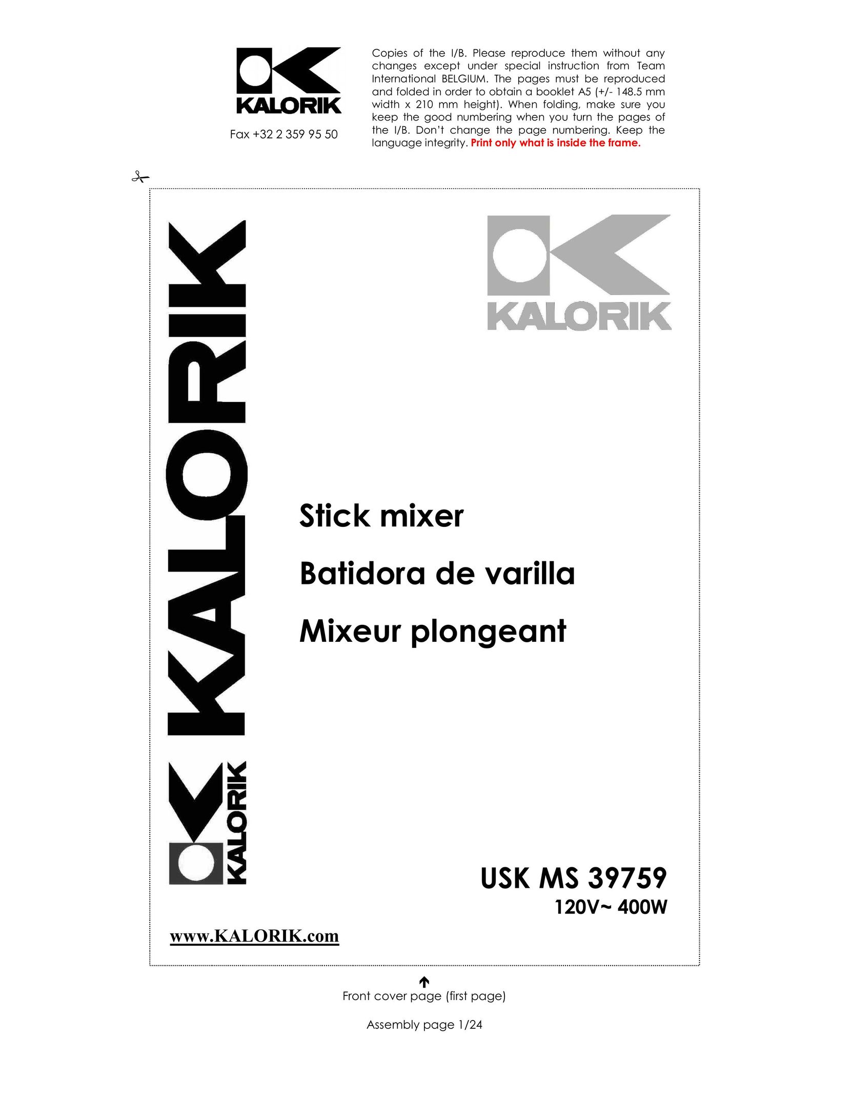 Kalorik uskms39759 Mixer User Manual
