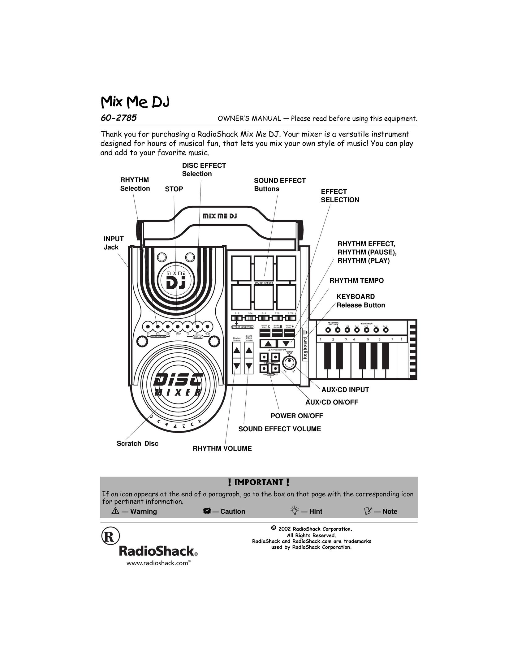 Radio Shack 60-2785 Mixer User Manual