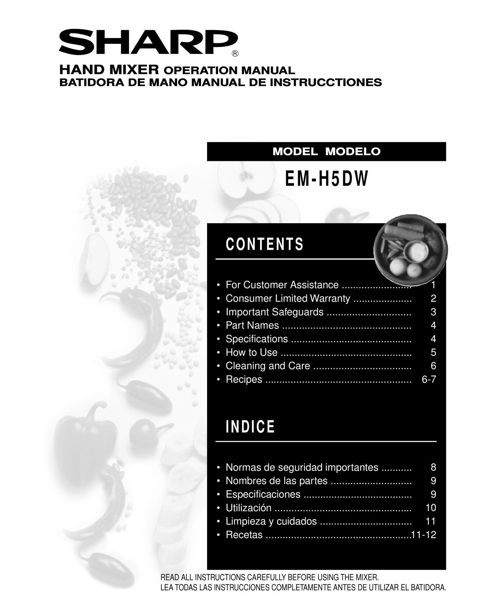 Sharp EM-H5DW Mixer User Manual