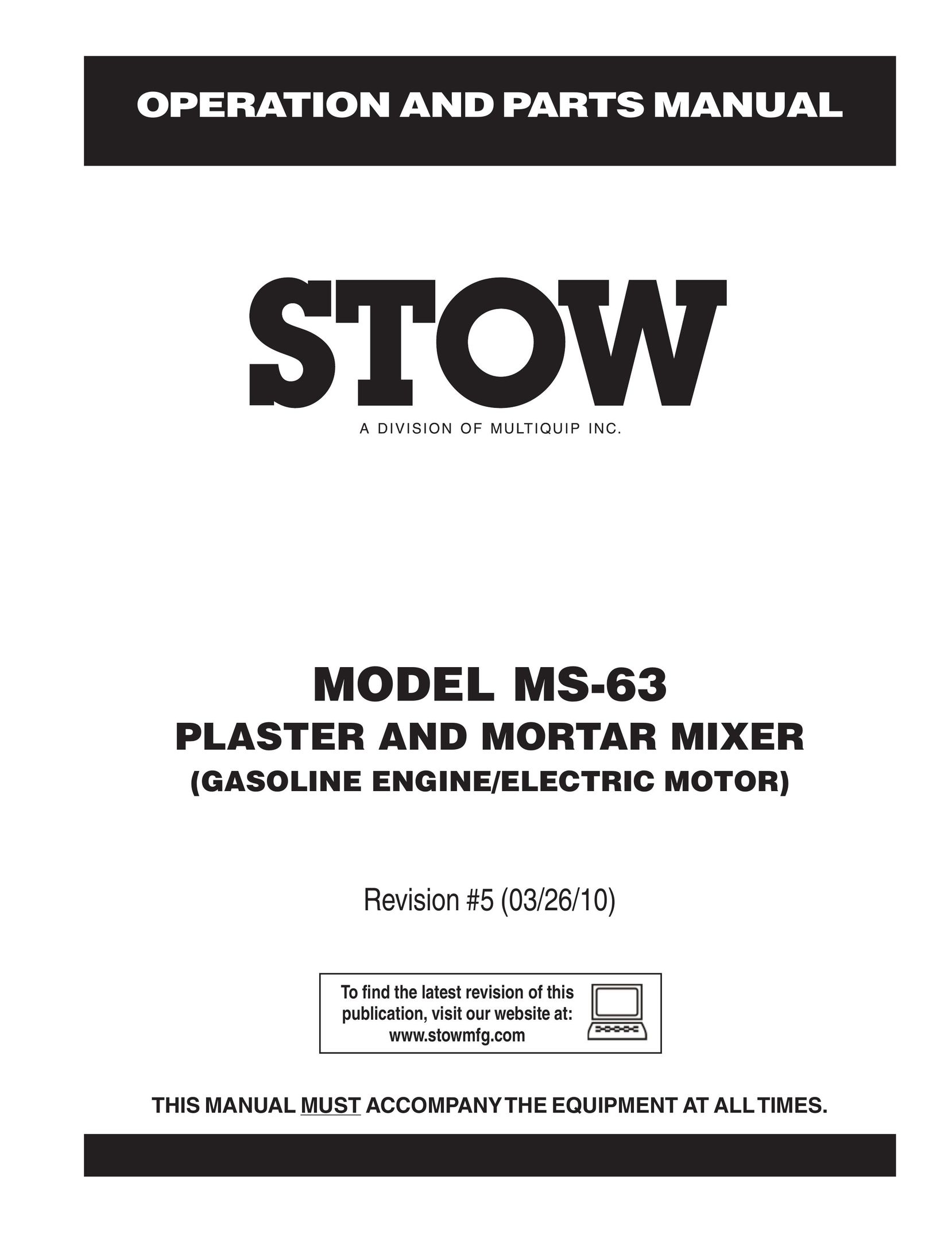 Stow MS-63 Mixer User Manual