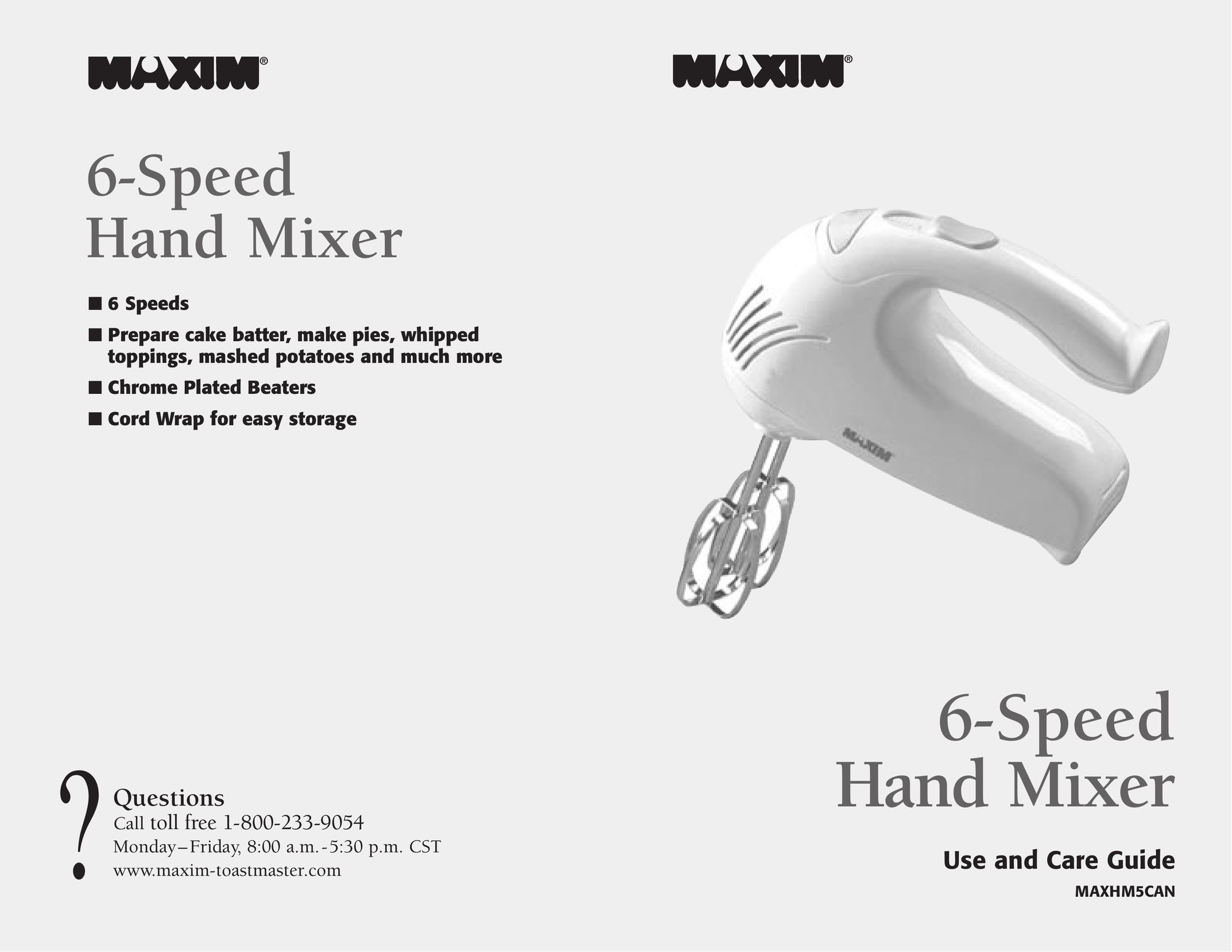 Toastmaster MAXHM5CAN Mixer User Manual