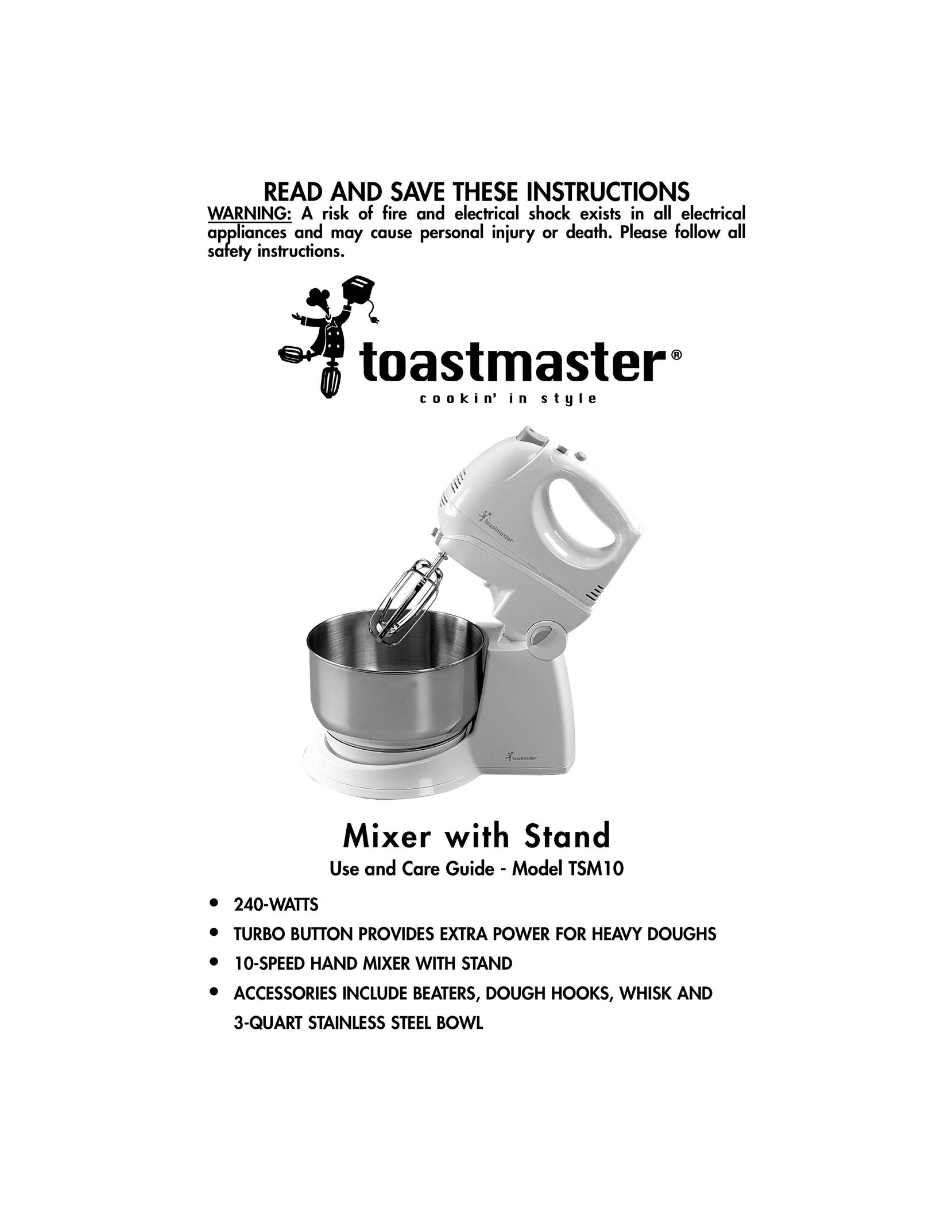Toastmaster TSM10 Mixer User Manual