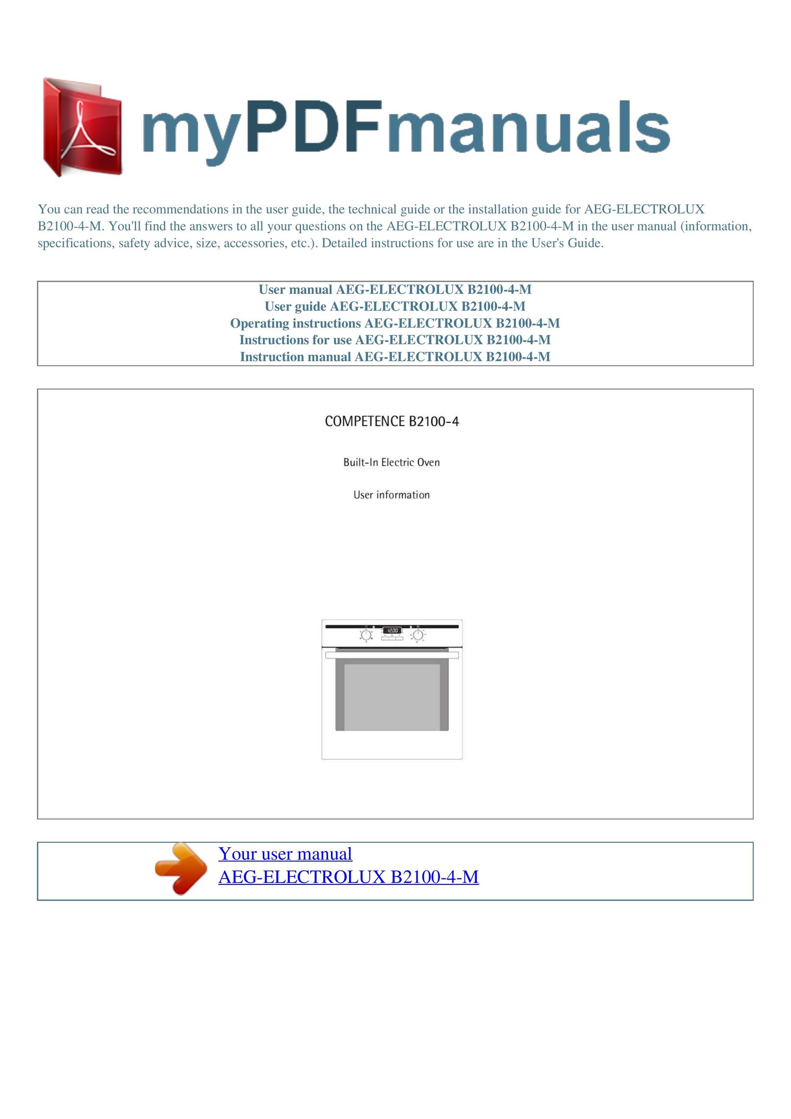 AEG B2100-4-M Oven User Manual