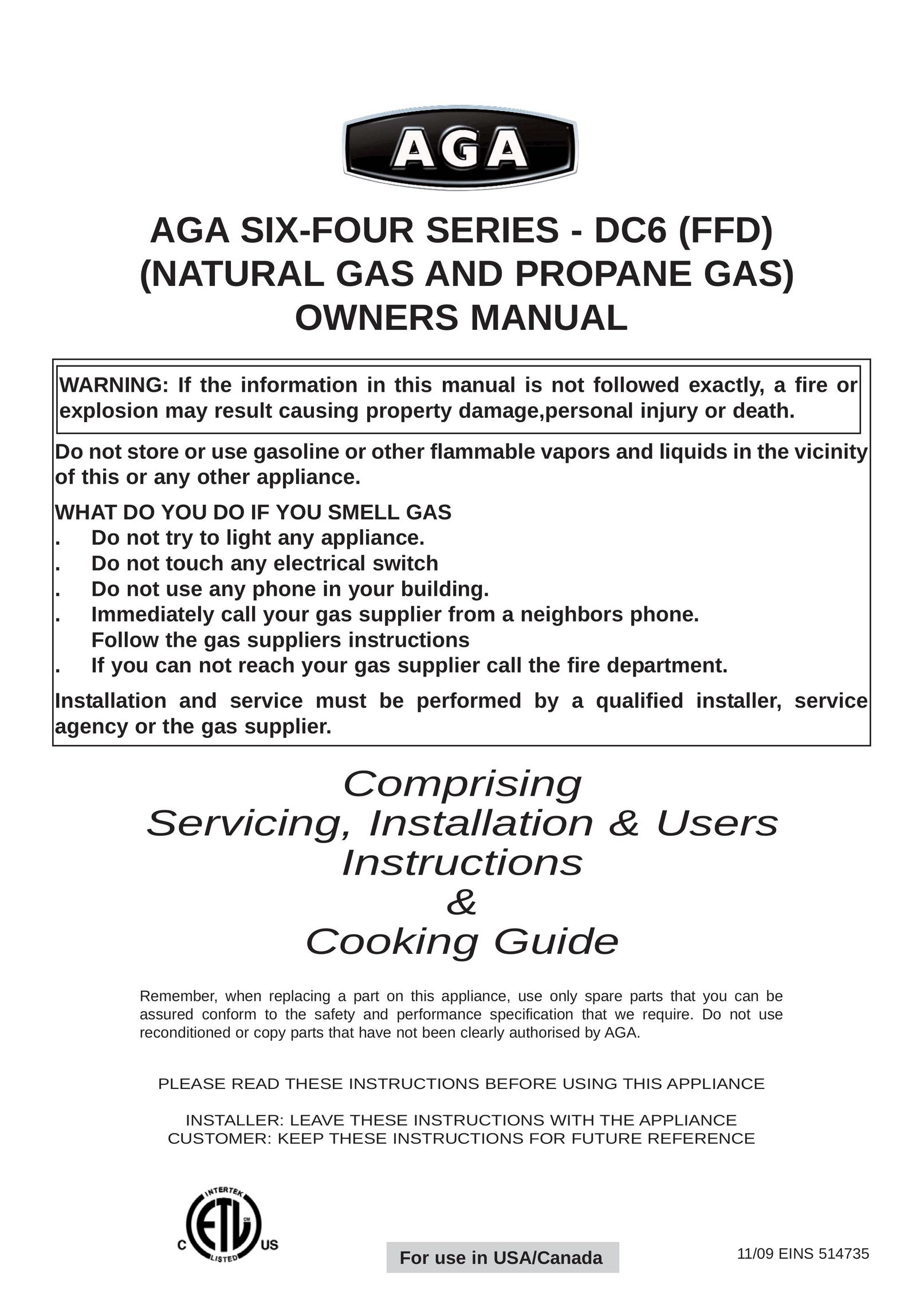 Aga Ranges DC6 (FFD) Oven User Manual