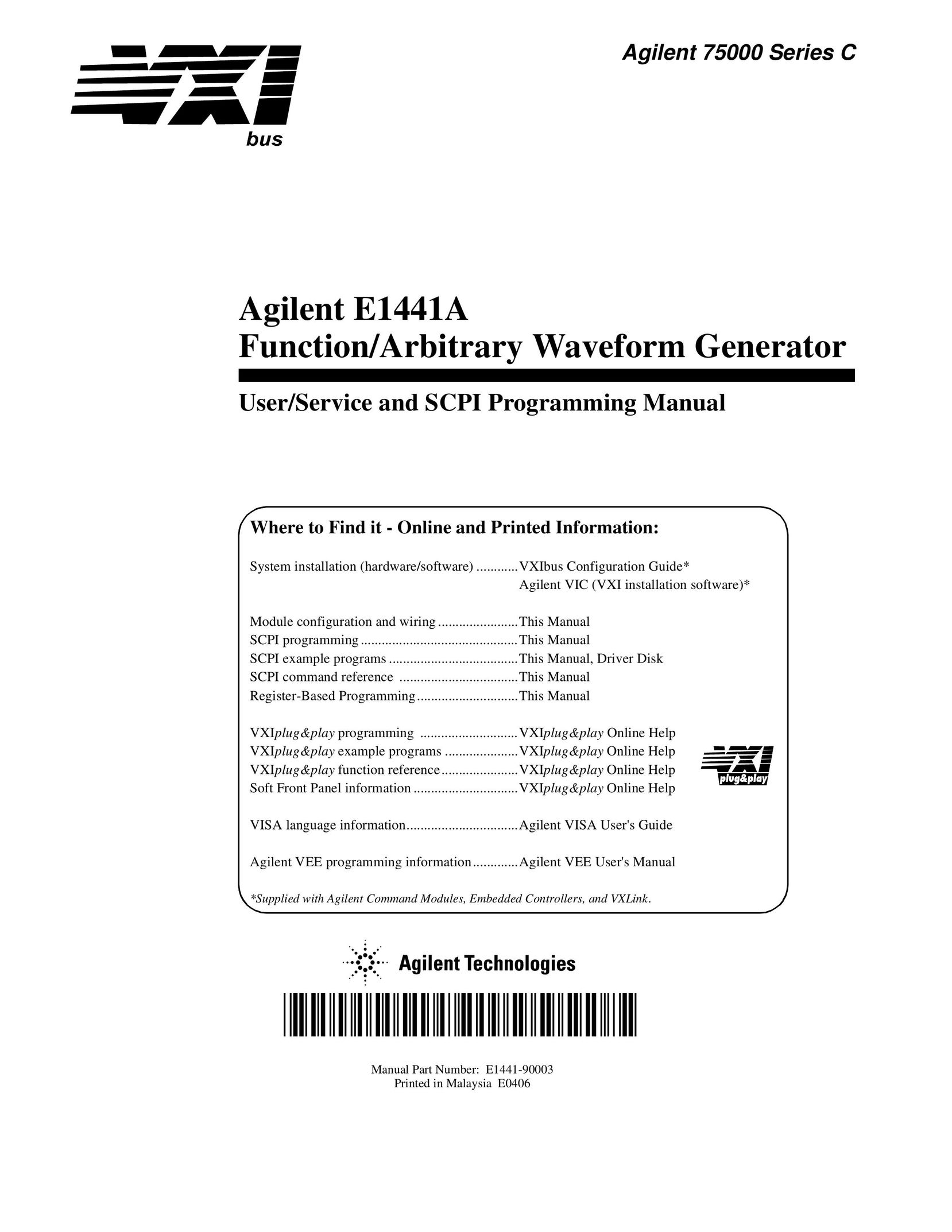 Agilent Technologies E1441A Oven User Manual