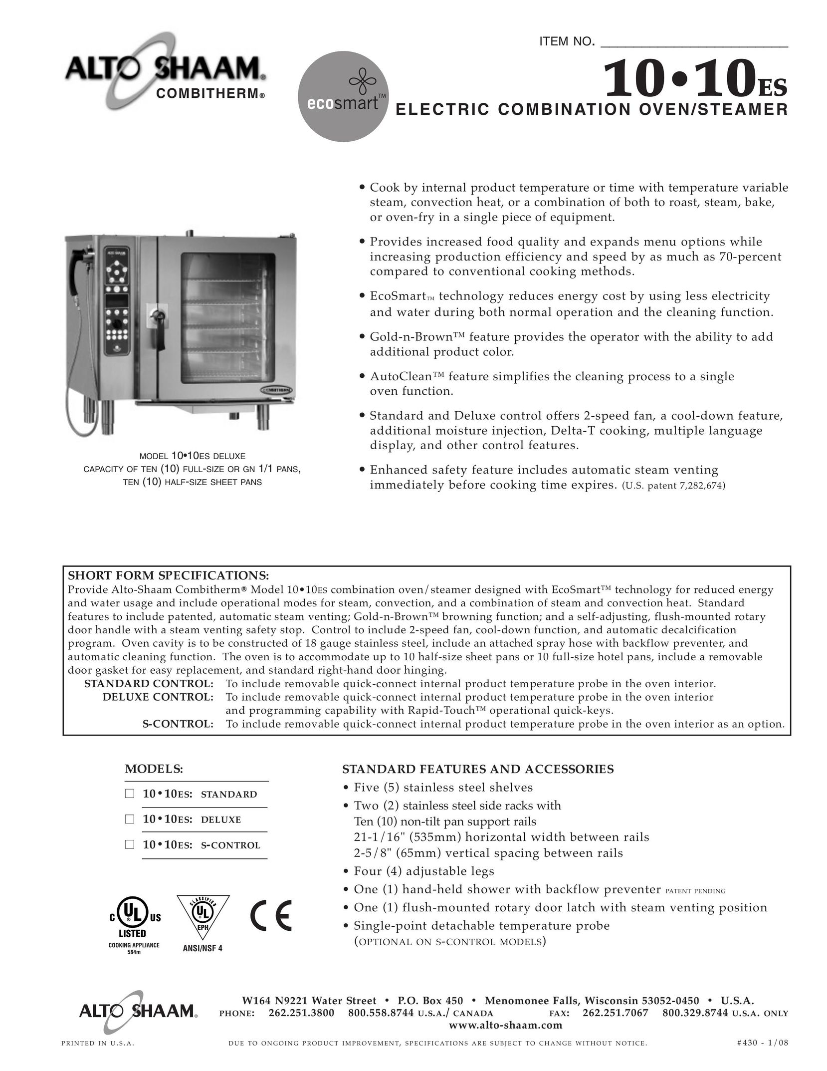 Alto-Shaam 10 10ES Oven User Manual