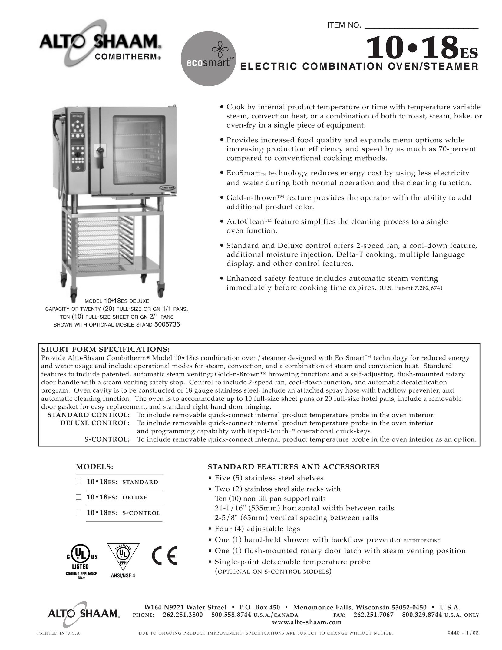 Alto-Shaam 10.18ES Oven User Manual