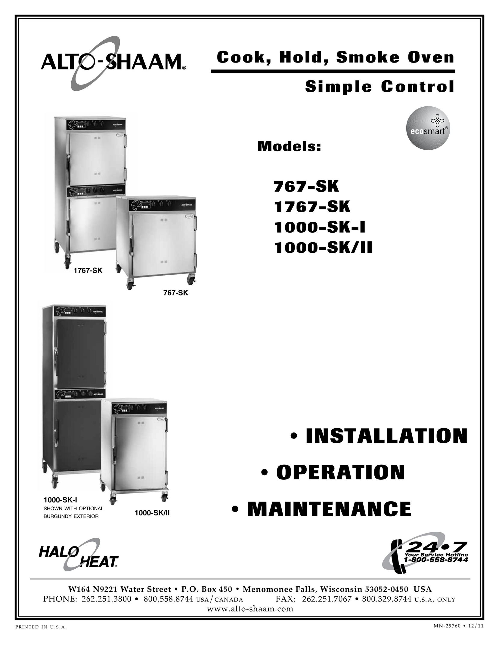 Alto-Shaam 1000-SK-I Oven User Manual