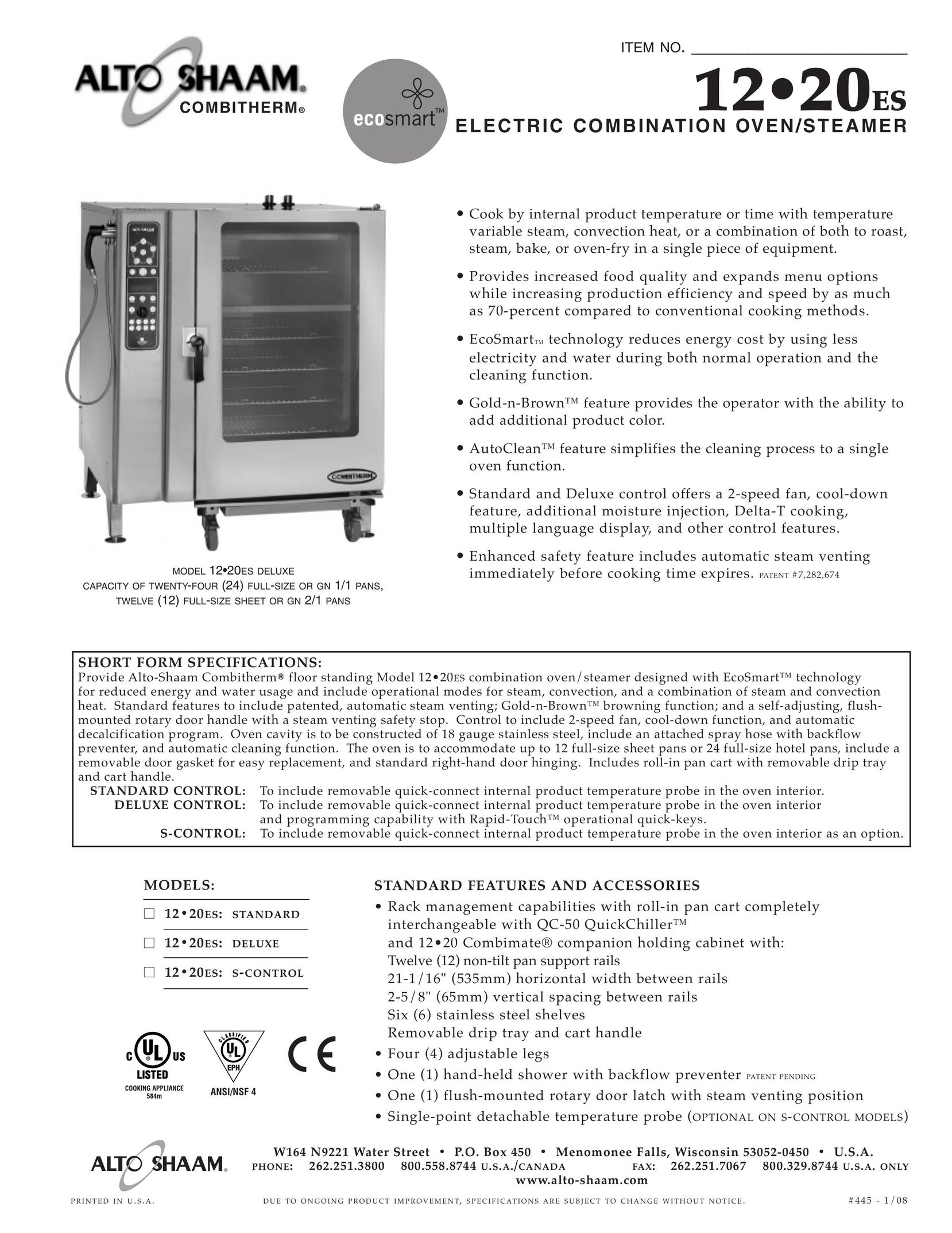Alto-Shaam 12.20ES Oven User Manual