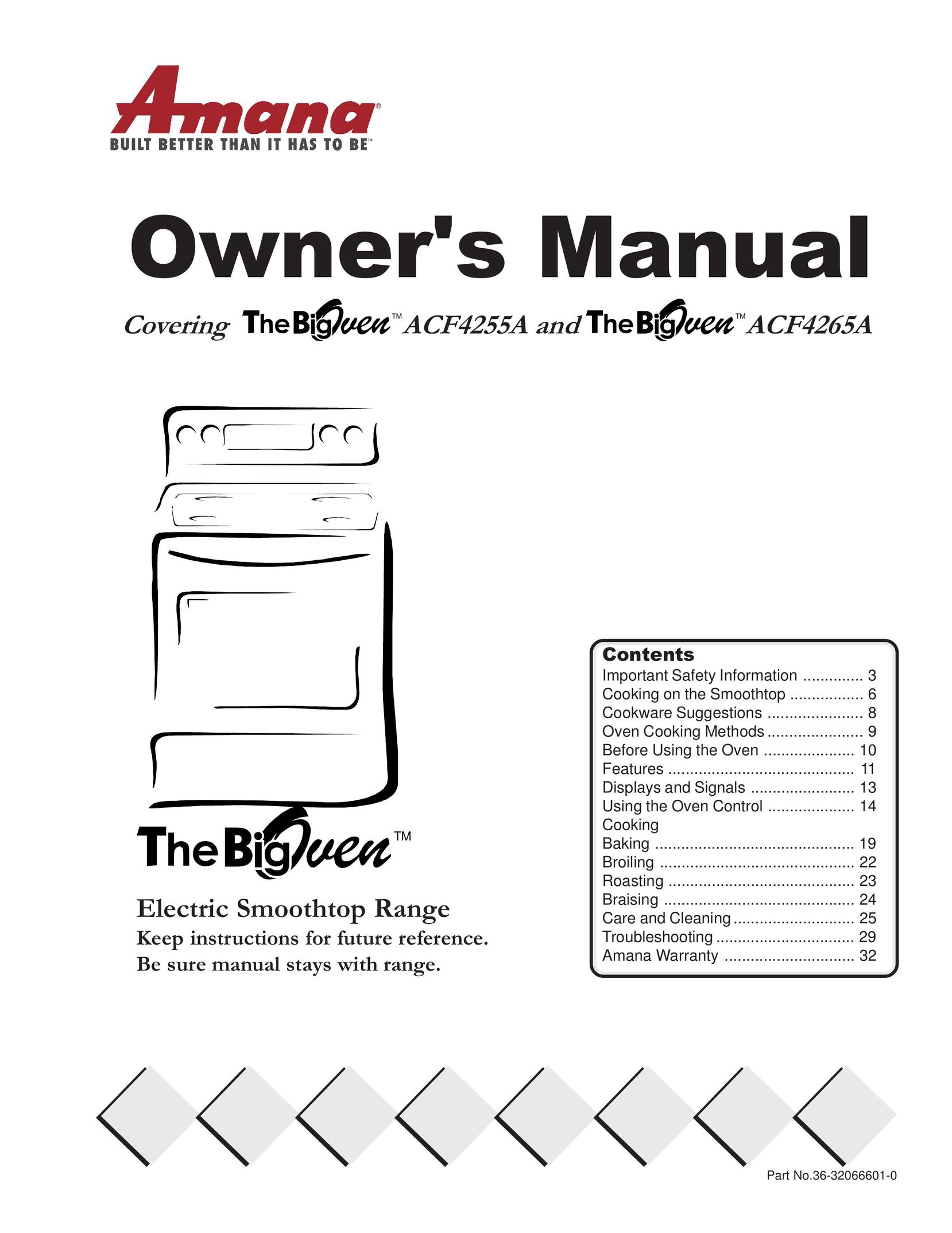 Amana ACF4255A Oven User Manual