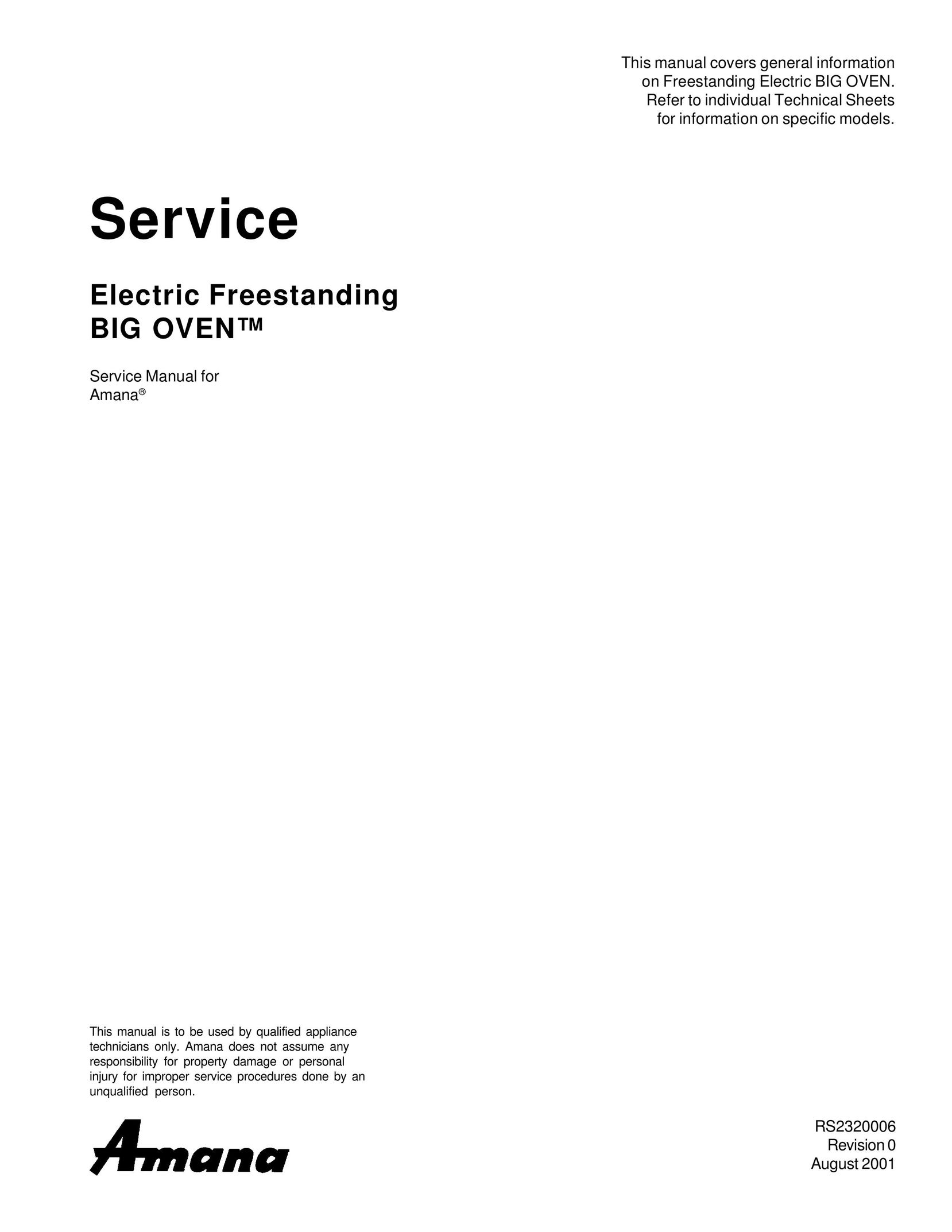 Amana RS2320006 Oven User Manual
