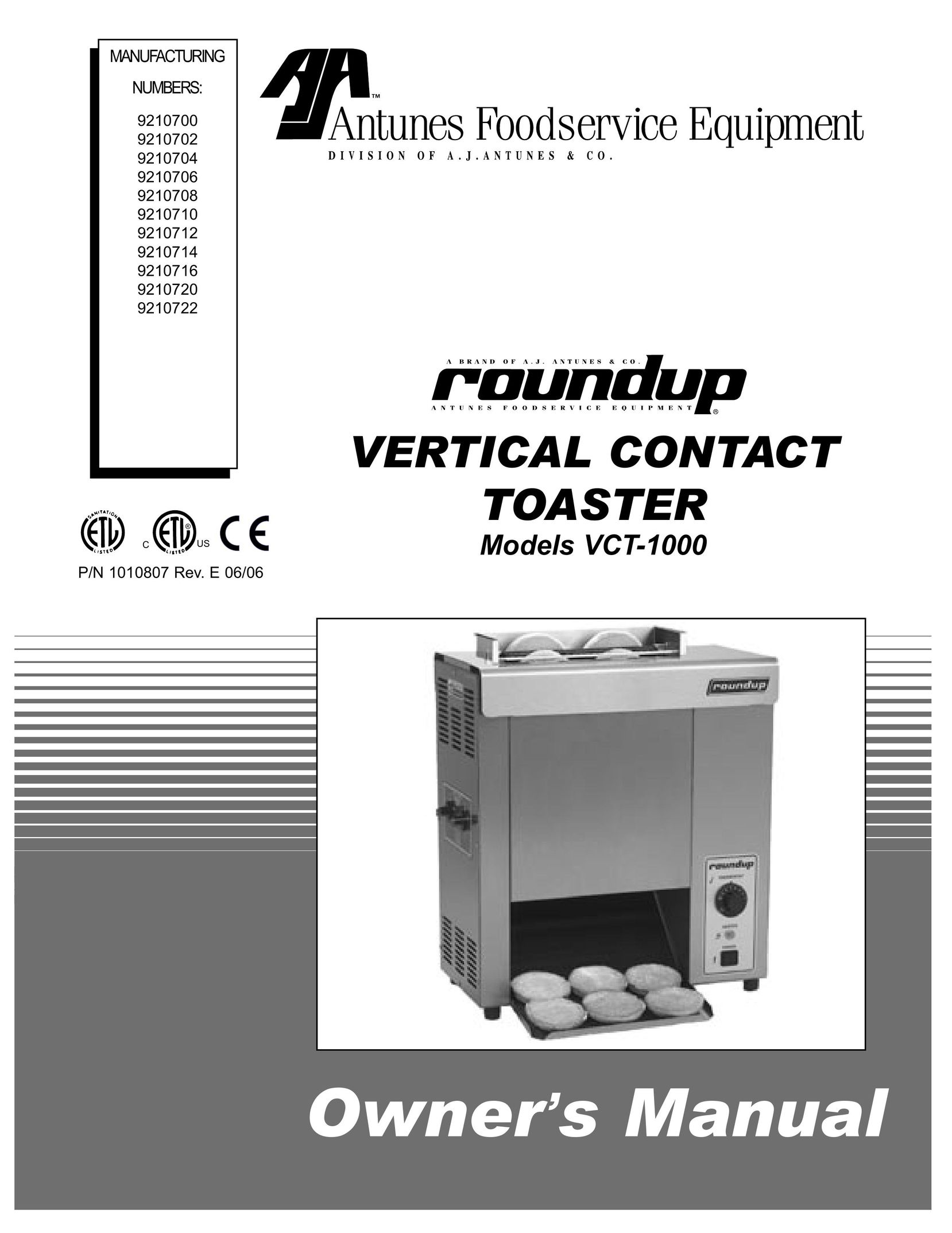 Antunes, AJ VCT-1000 Oven User Manual