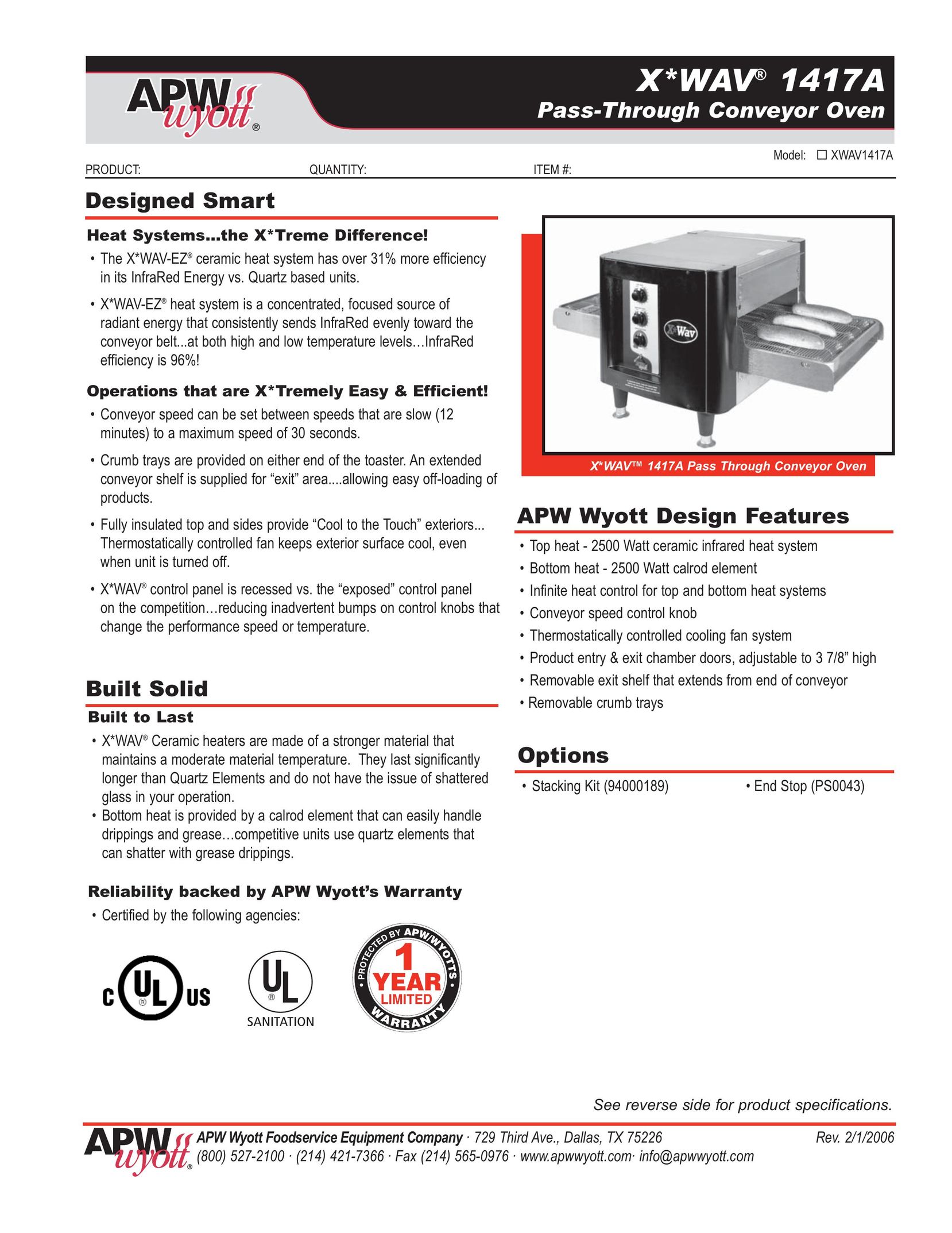 APW Wyott X*WAV 1417A Oven User Manual