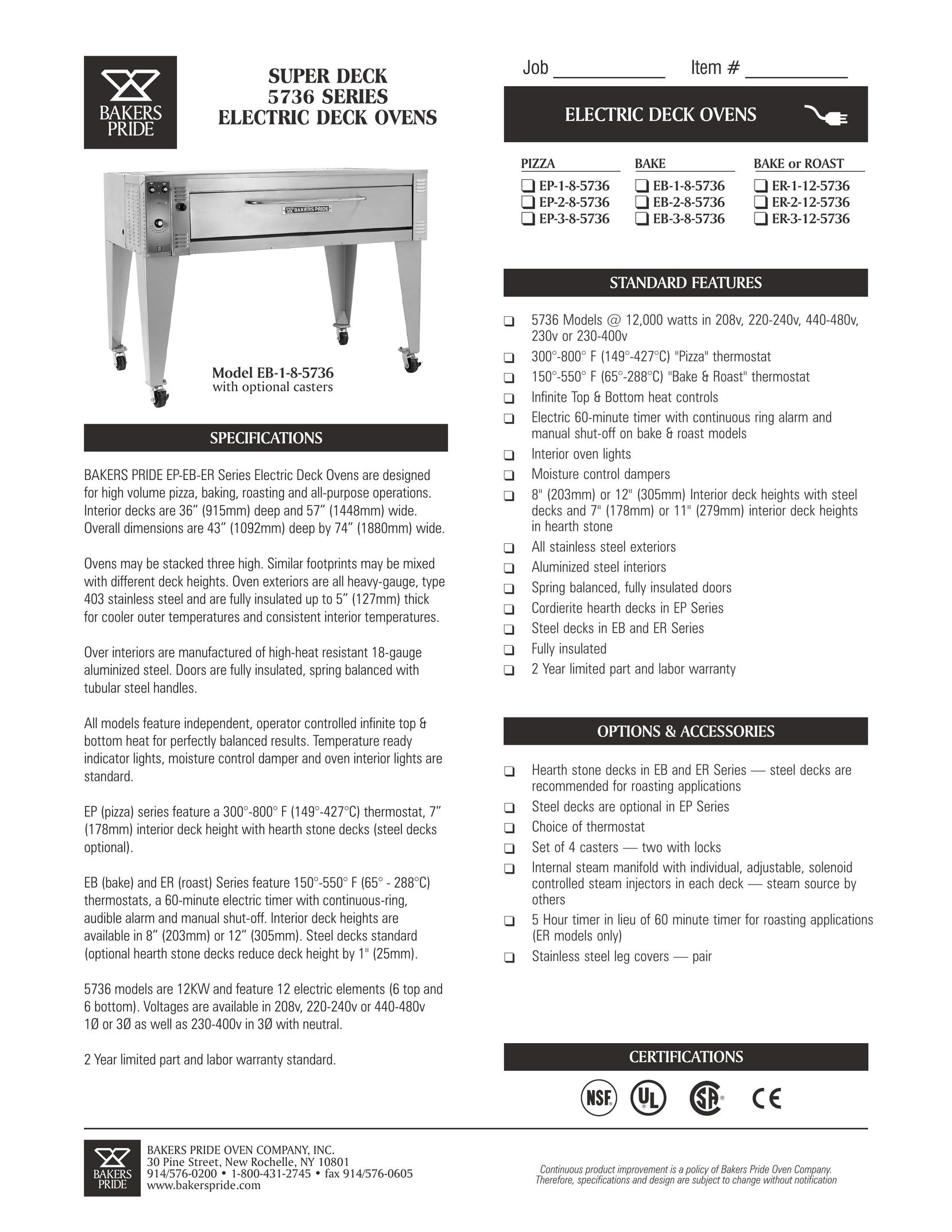Bakers Pride Oven 5736 Oven User Manual
