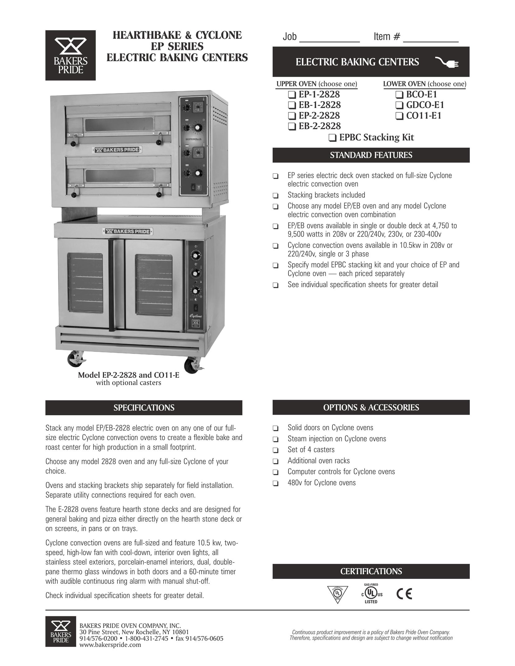 Bakers Pride Oven BCO-E1 Oven User Manual