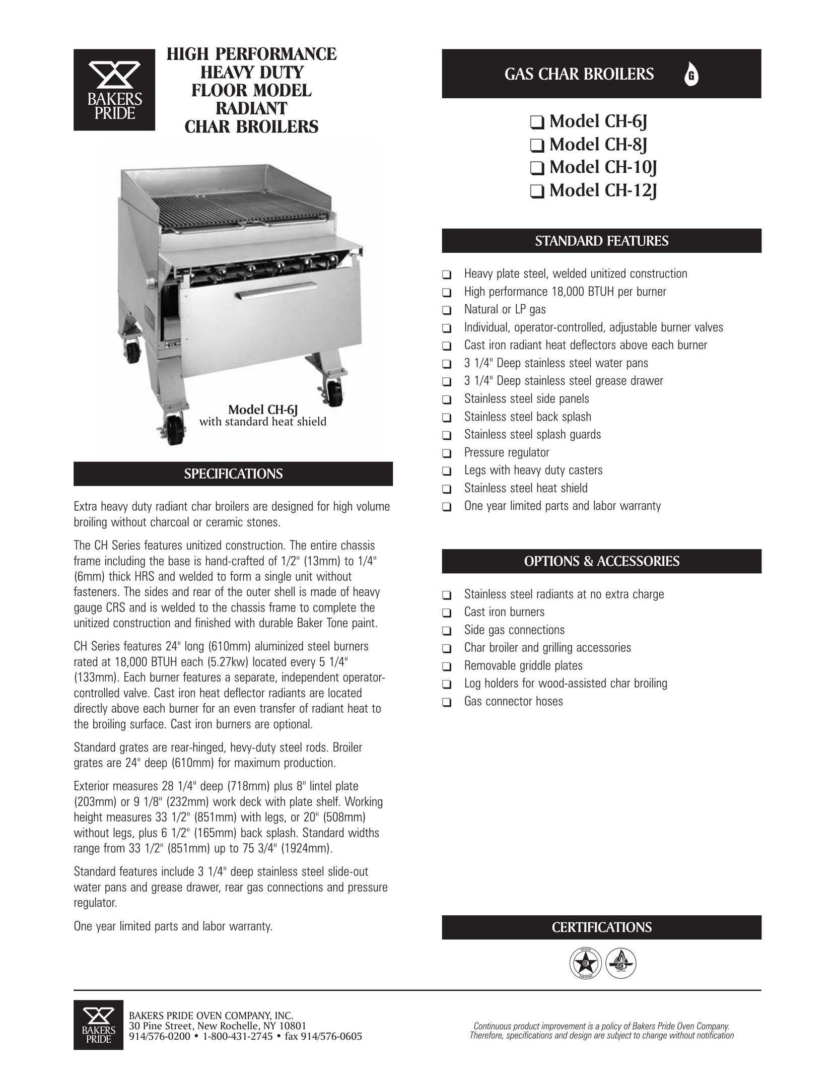 Bakers Pride Oven CH-6J Oven User Manual