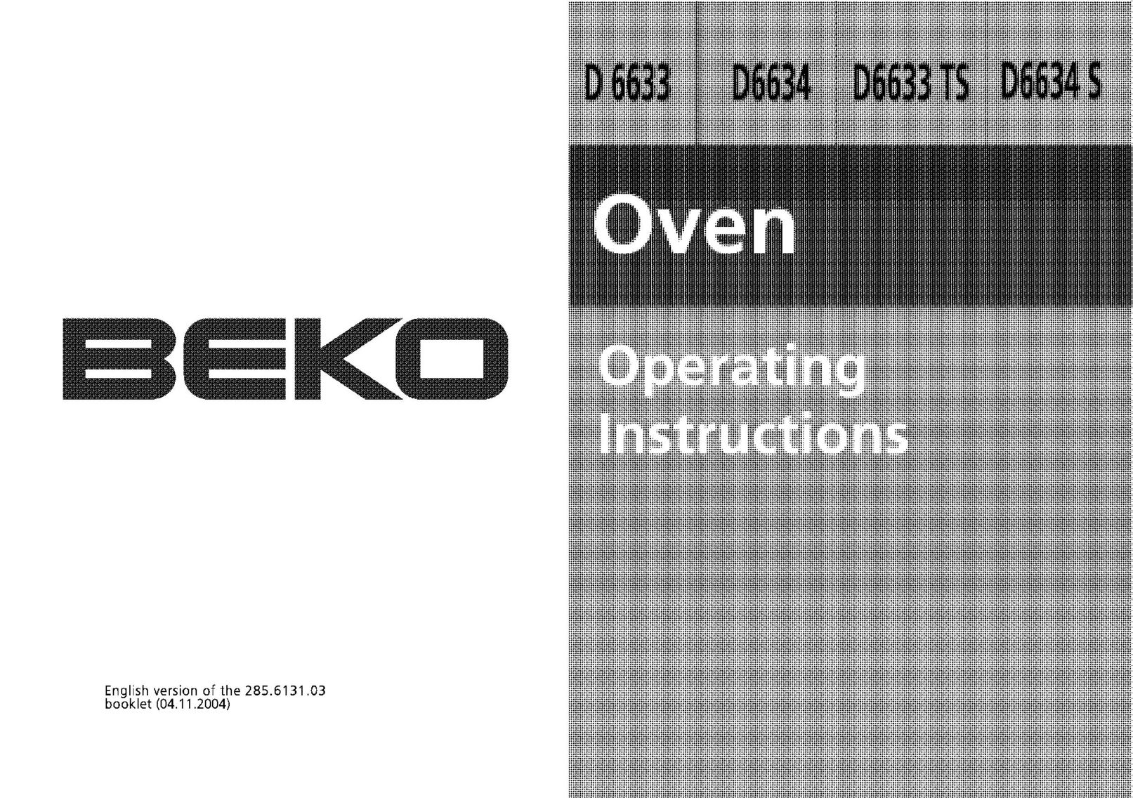 Beko D 6634 TS Oven User Manual
