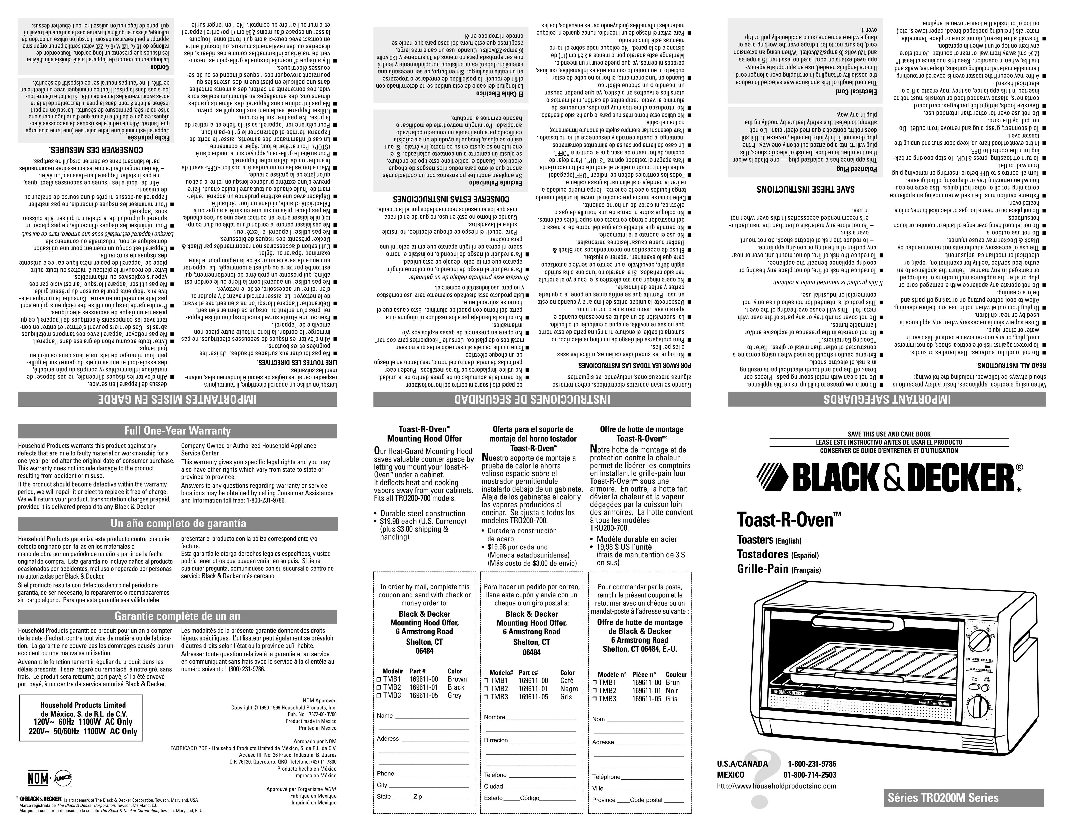 Black & Decker TR200M Oven User Manual