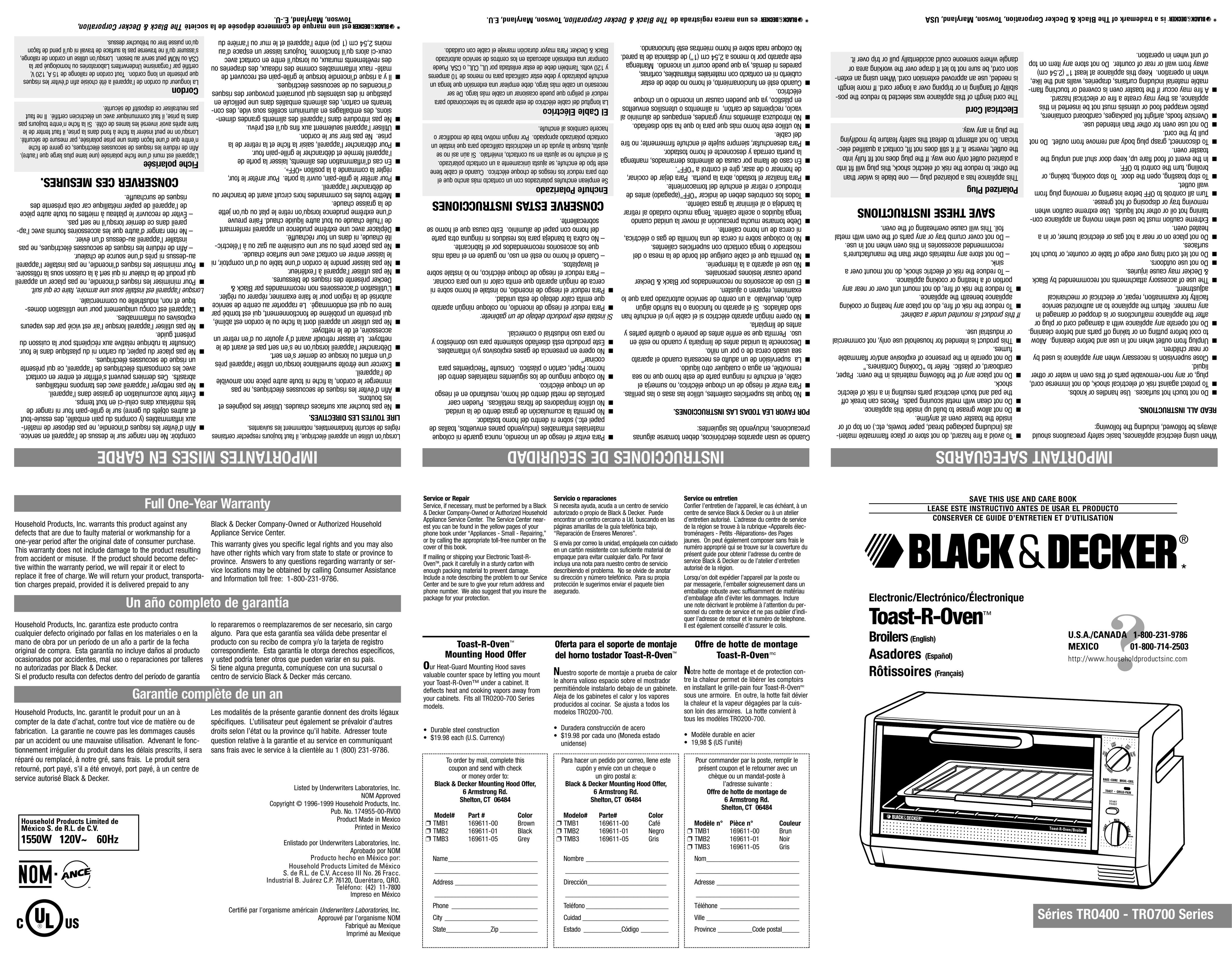 Black & Decker TRO400 Oven User Manual