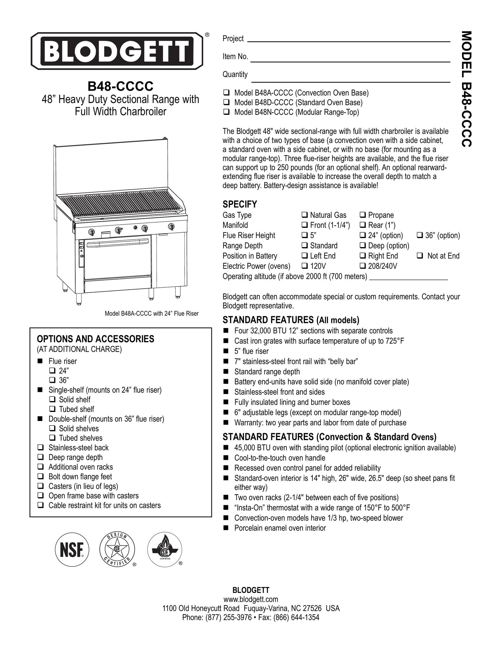Blodgett B48N-CCCC Oven User Manual