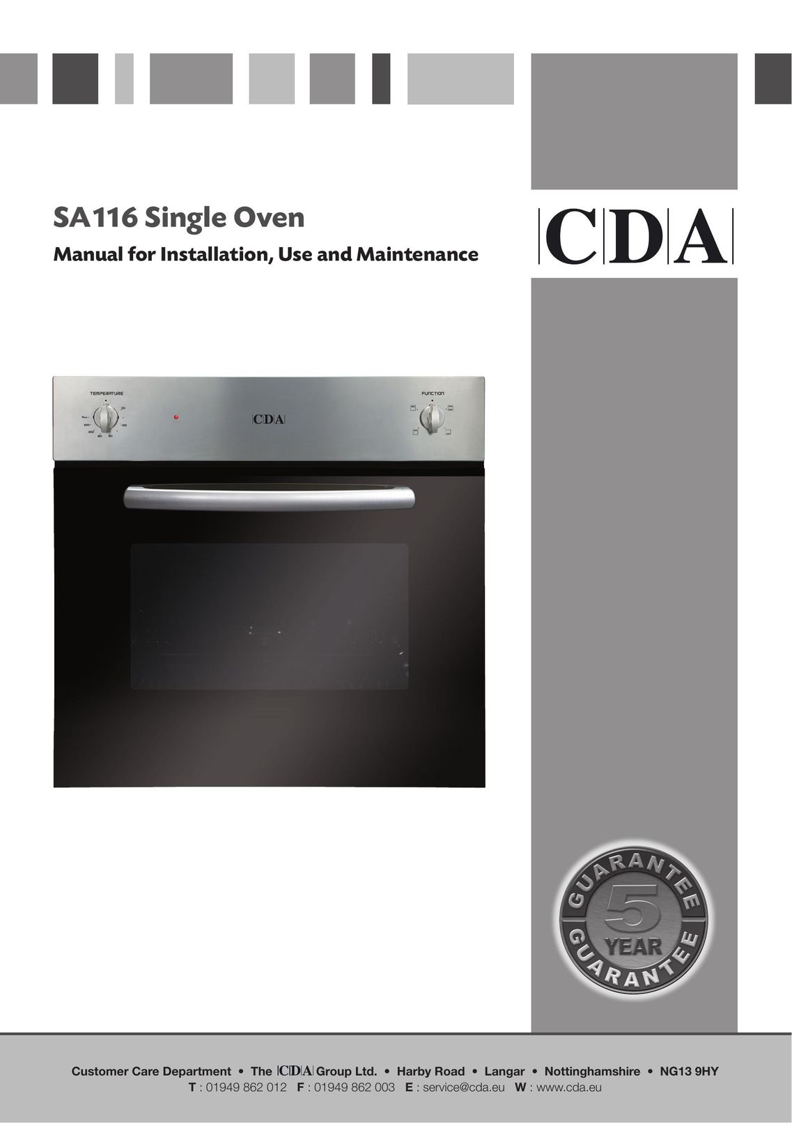 CDA SA116 Oven User Manual