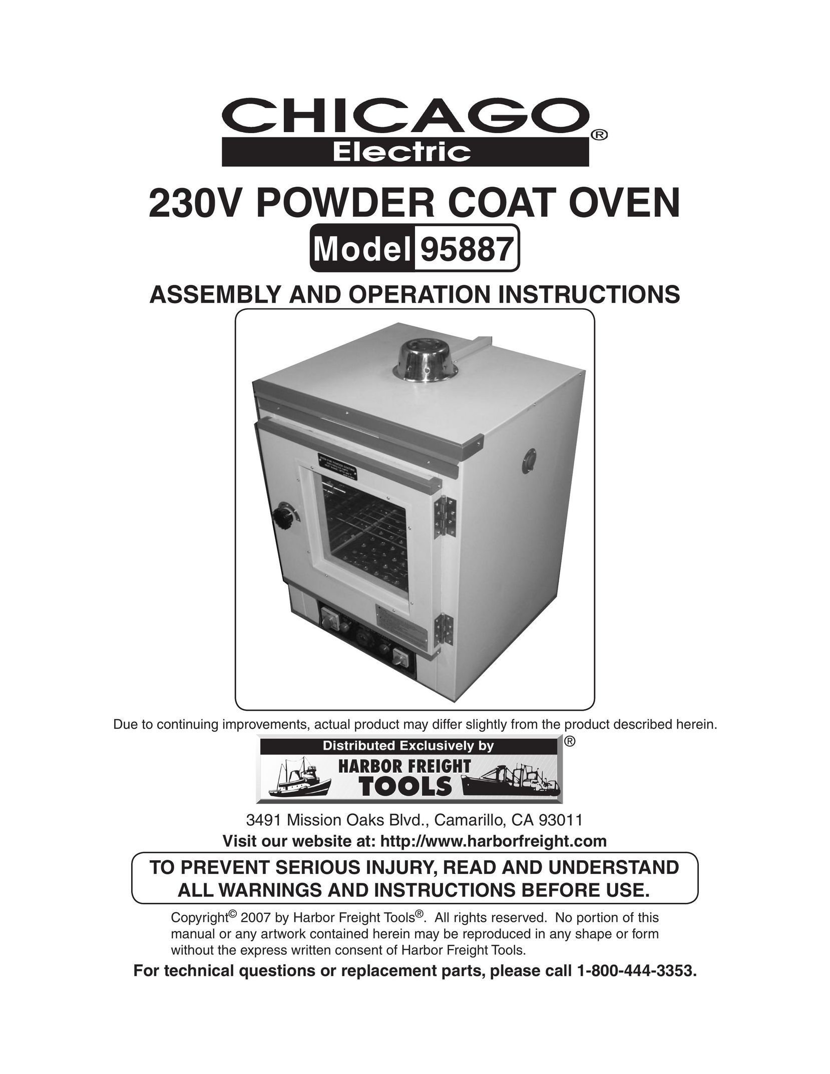 Chicago Electric 95887 Oven User Manual