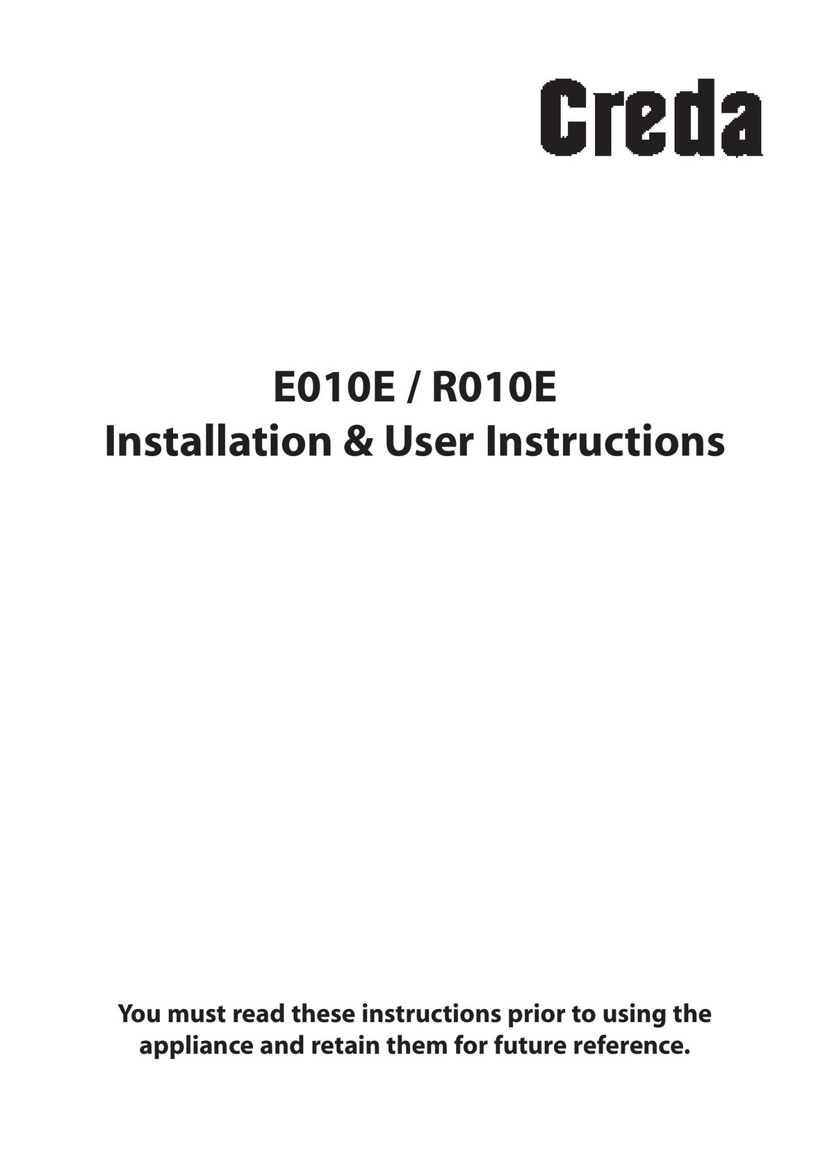 Creda E010E Oven User Manual