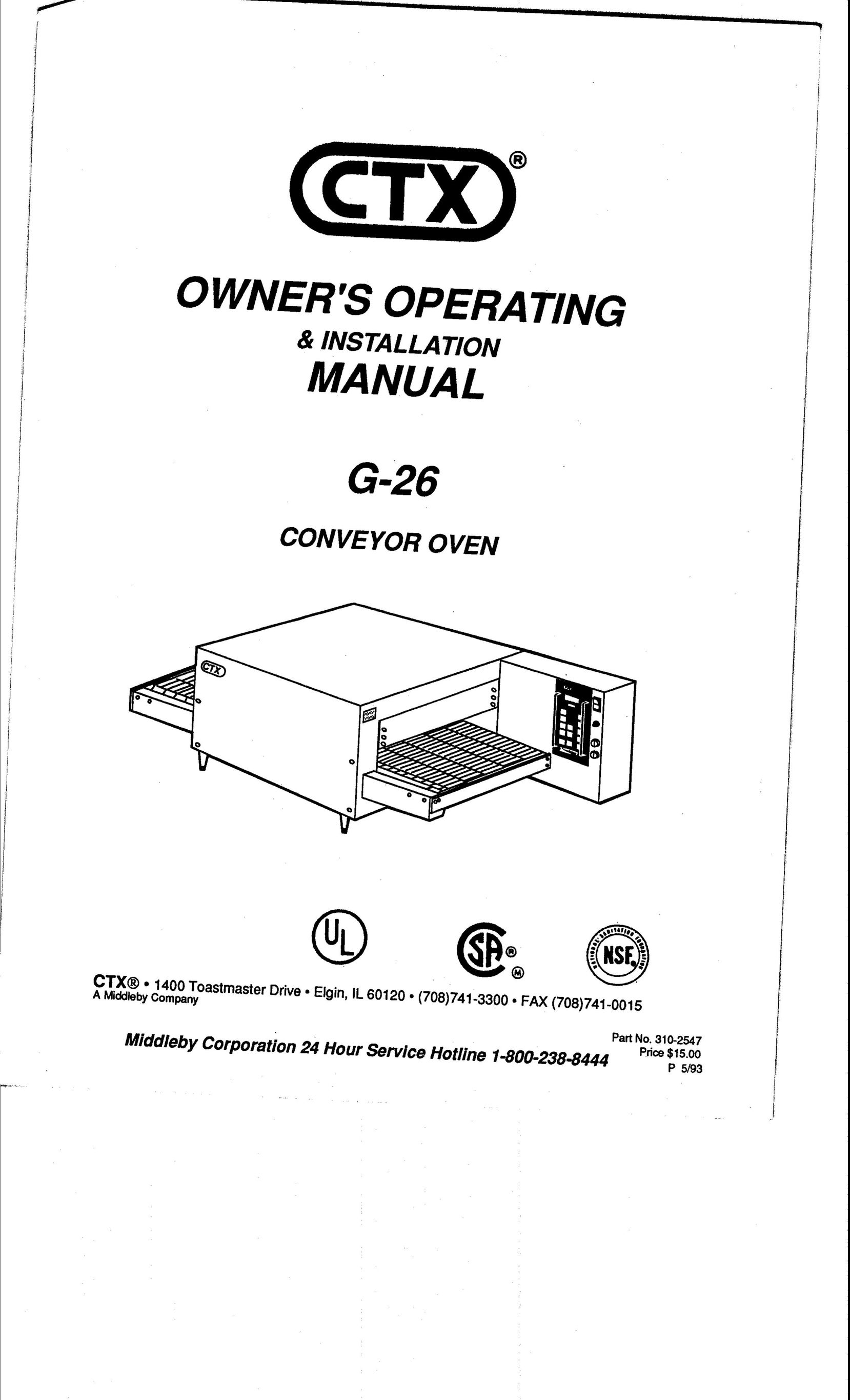 CTX G-26 Oven User Manual