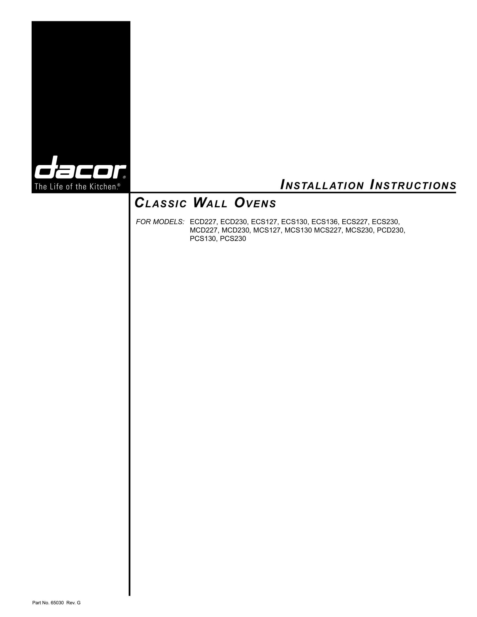 Dacor MCD230 Oven User Manual