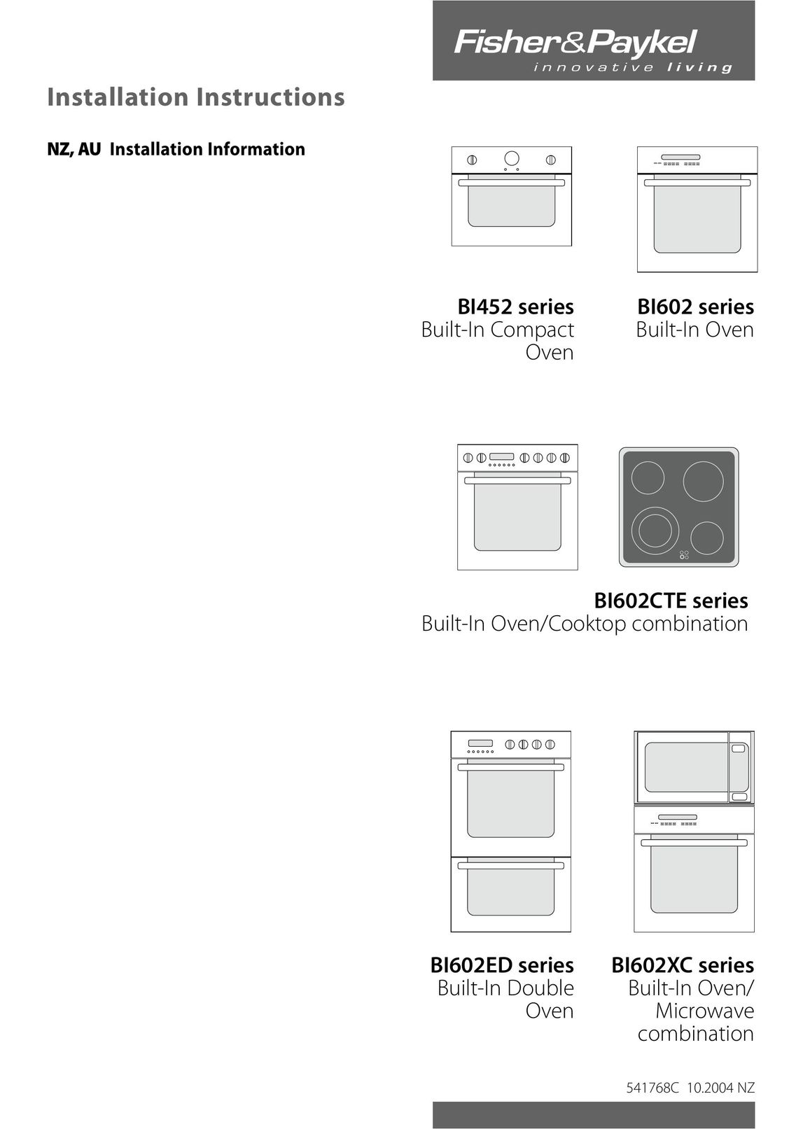 Fisher & Paykel BI602CTE Oven User Manual