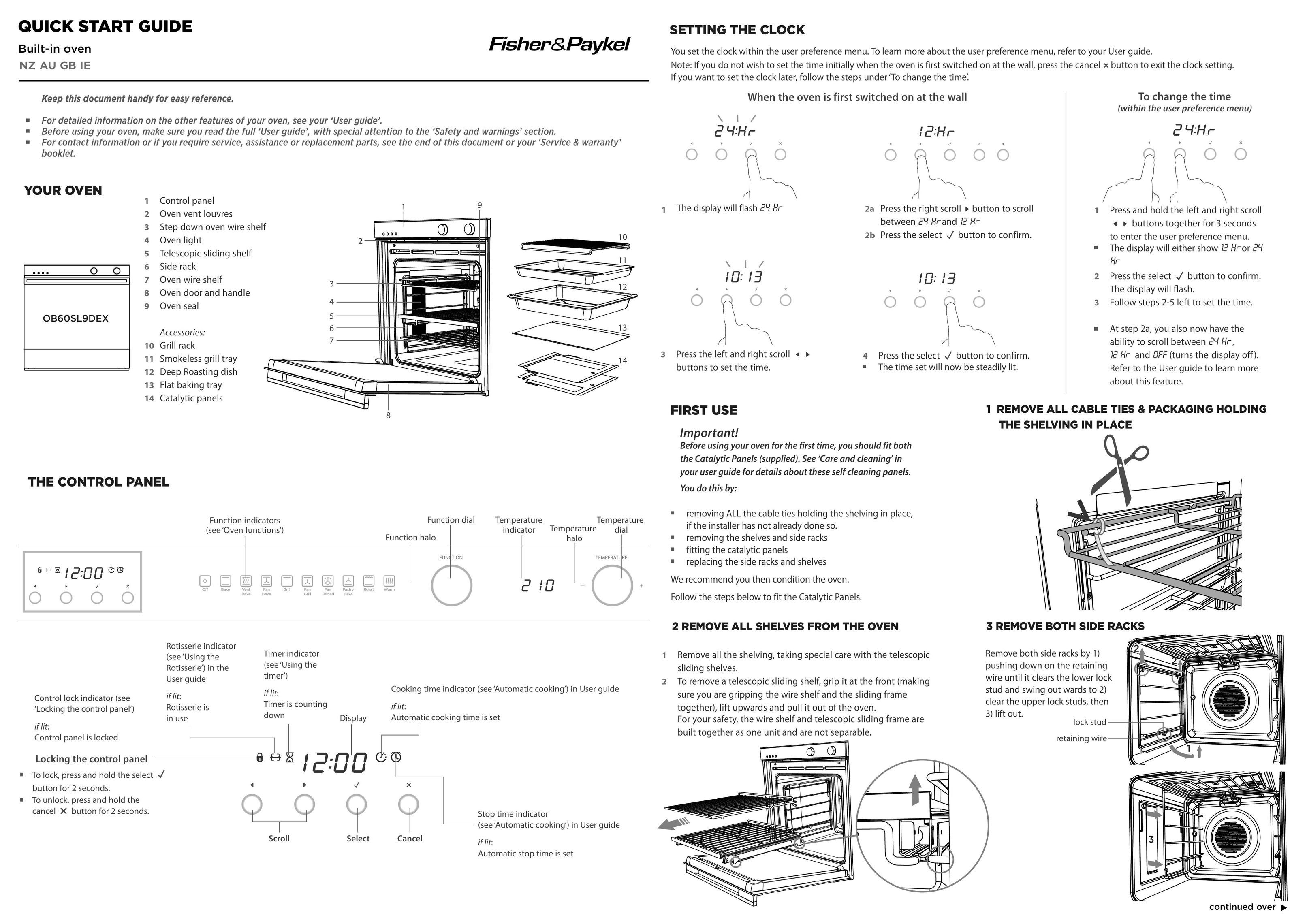 Fisher & Paykel OB60SL9DEX Oven User Manual