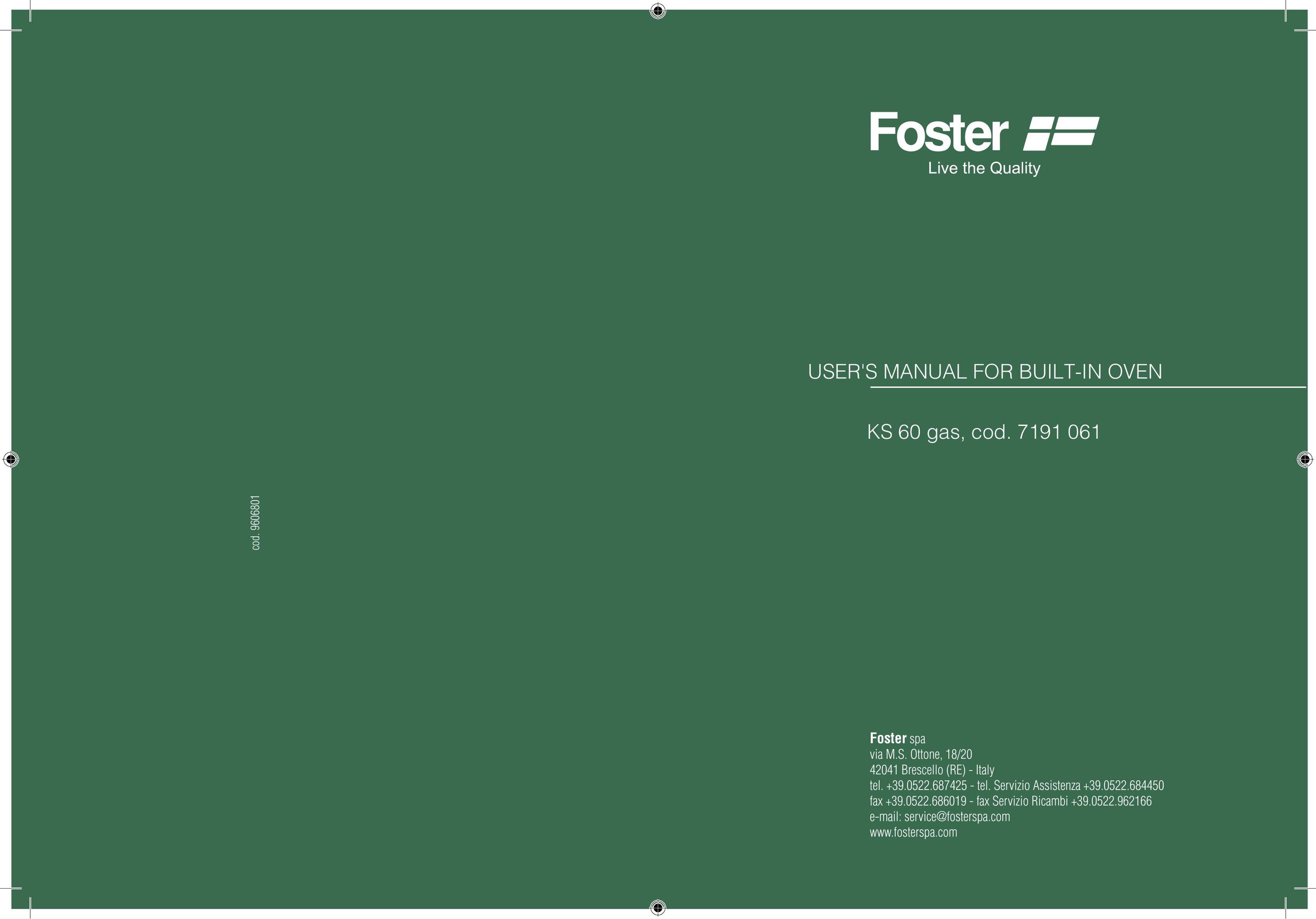 Foster KS 60 Oven User Manual