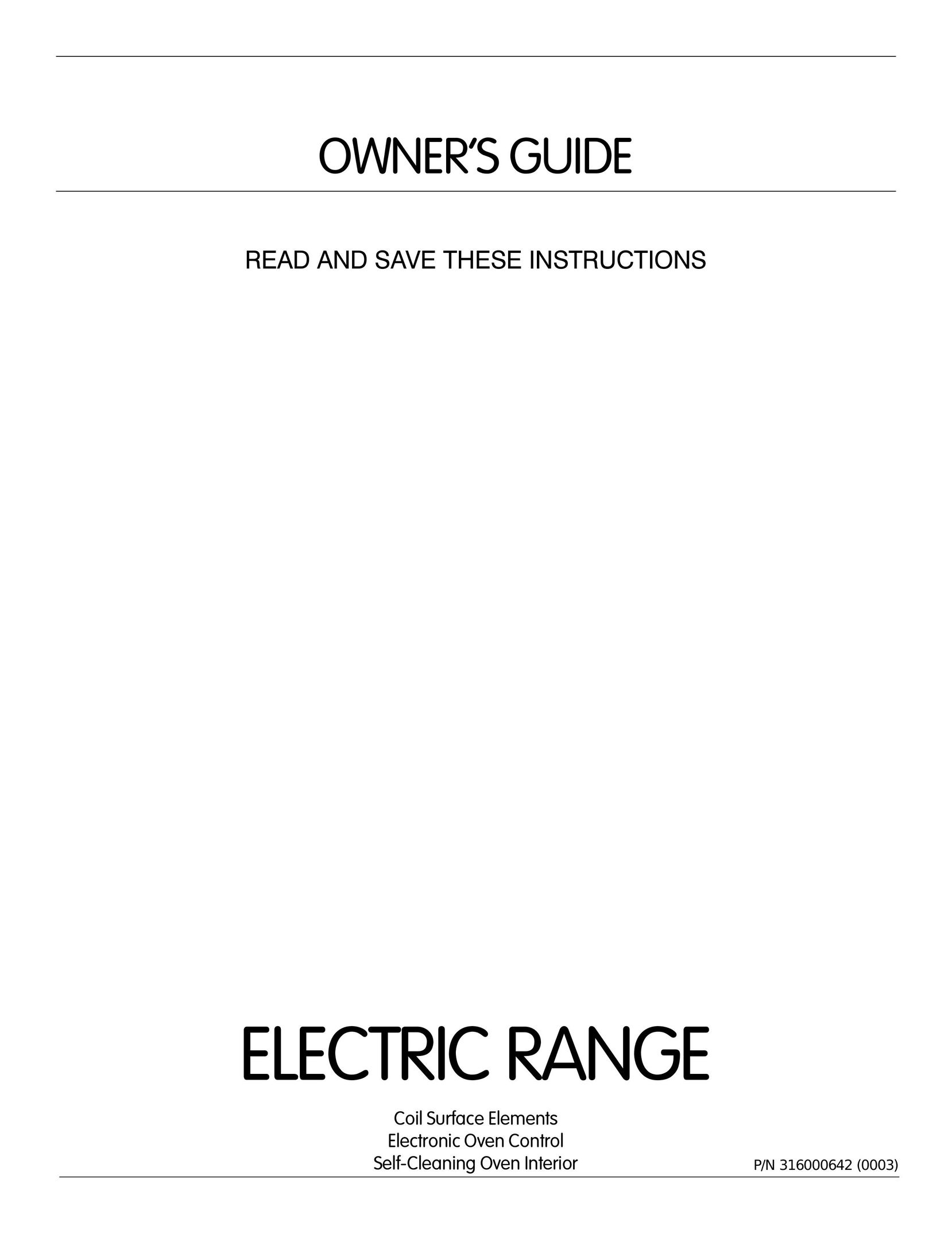 Frigidaire 316000642 Oven User Manual