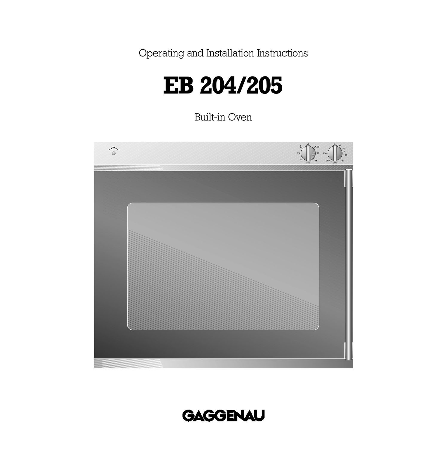 Gaggenau EB 204/205 Oven User Manual