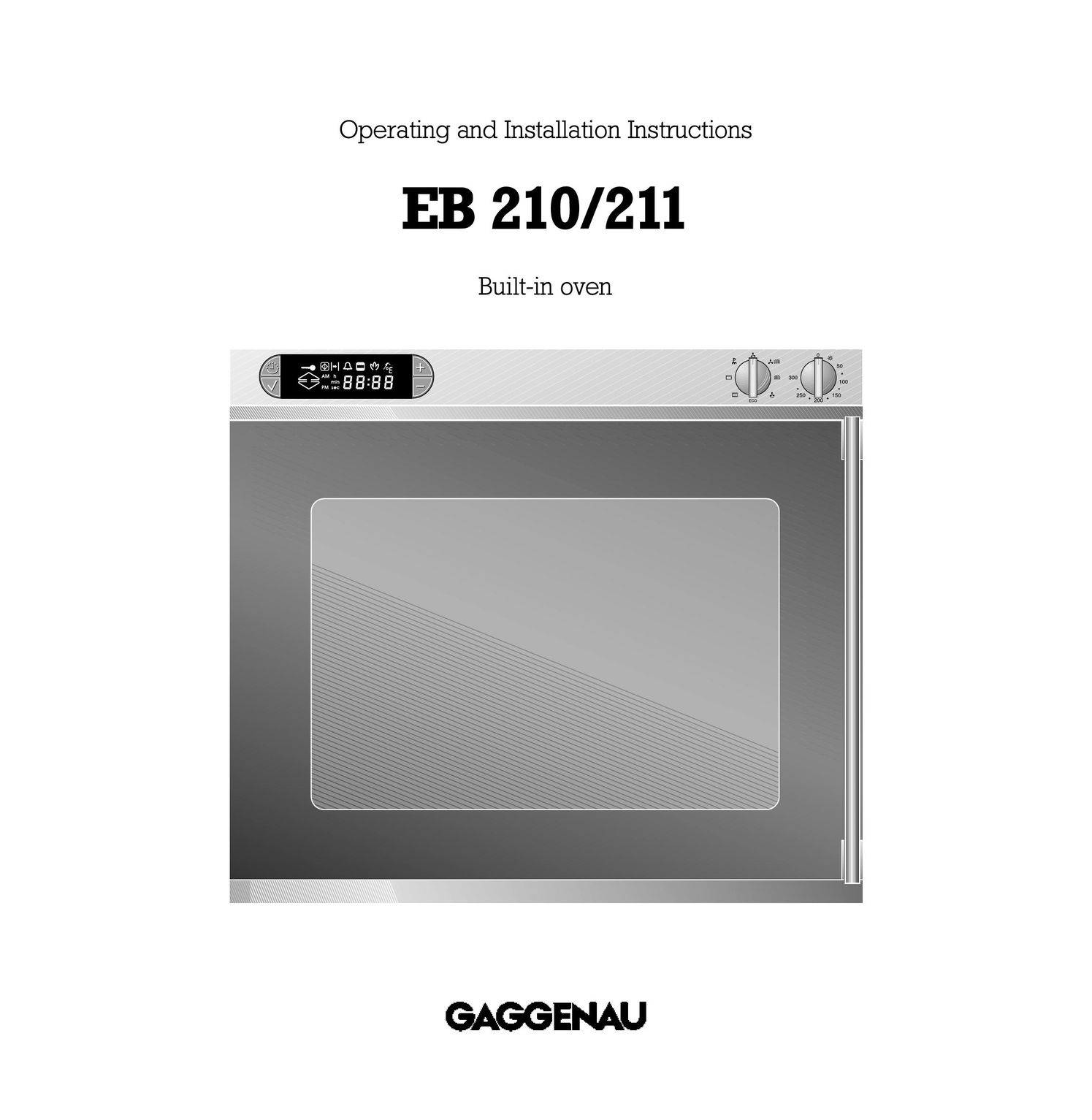 Gaggenau EB 210/211 Oven User Manual