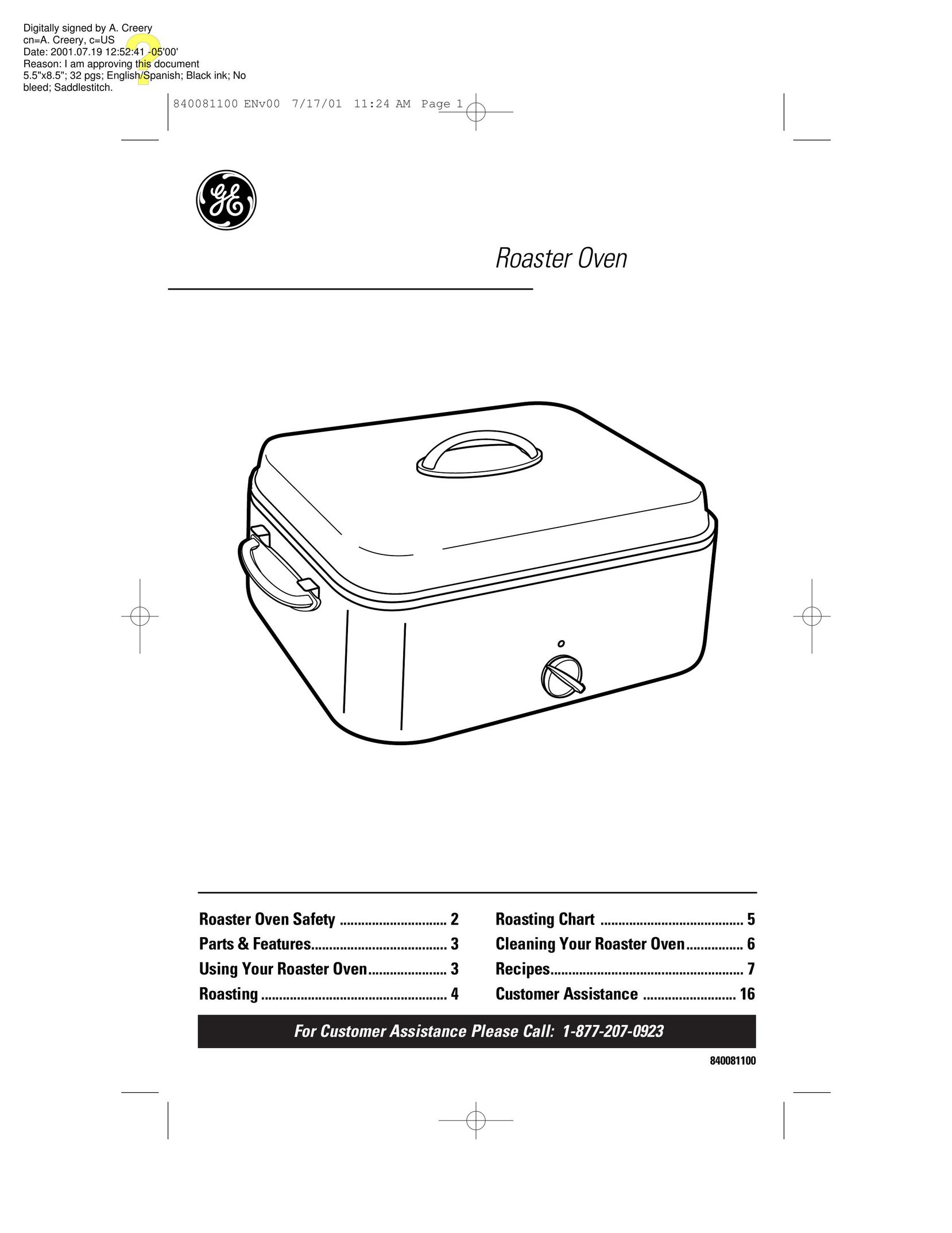 GE 840081100 Oven User Manual