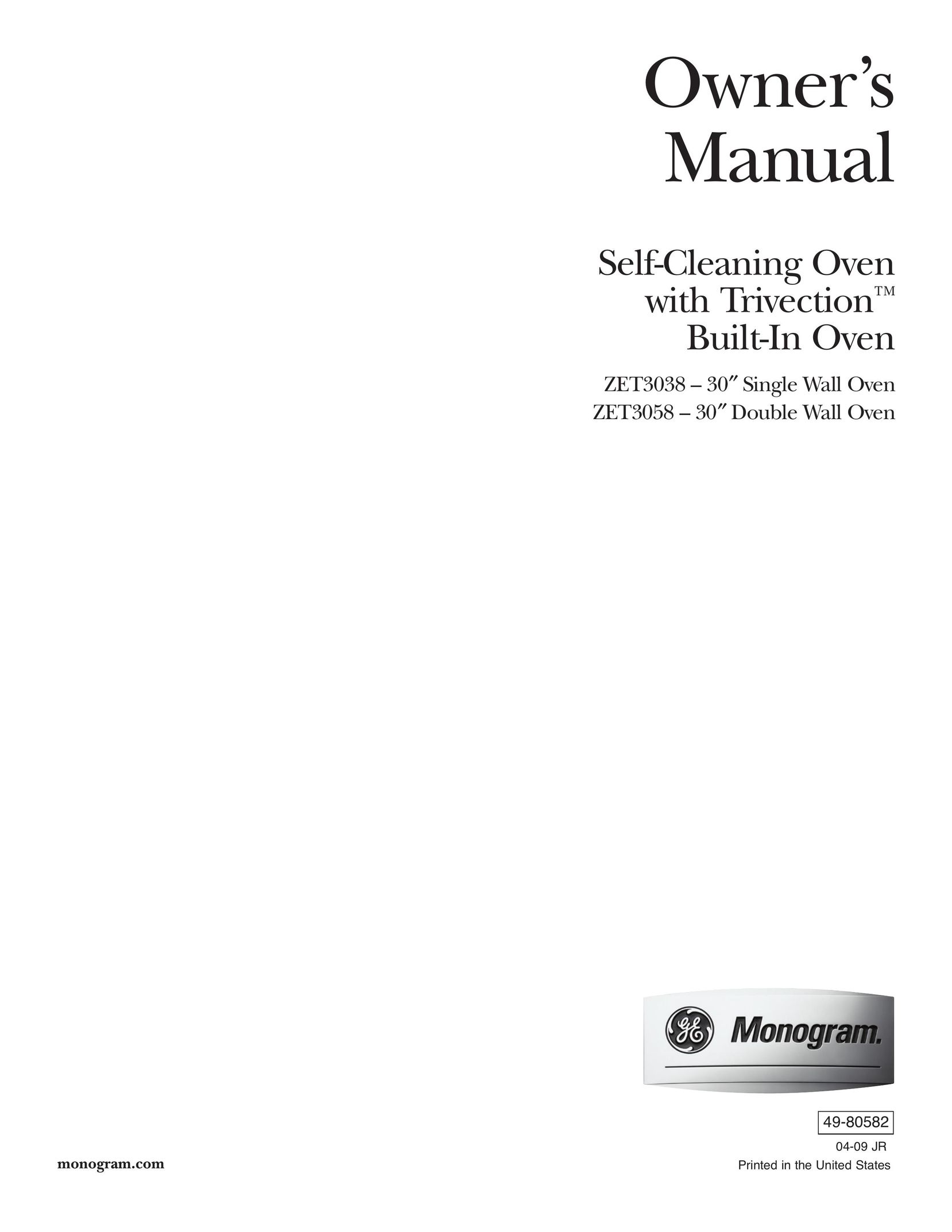 GE Monogram ZET3058 Oven User Manual