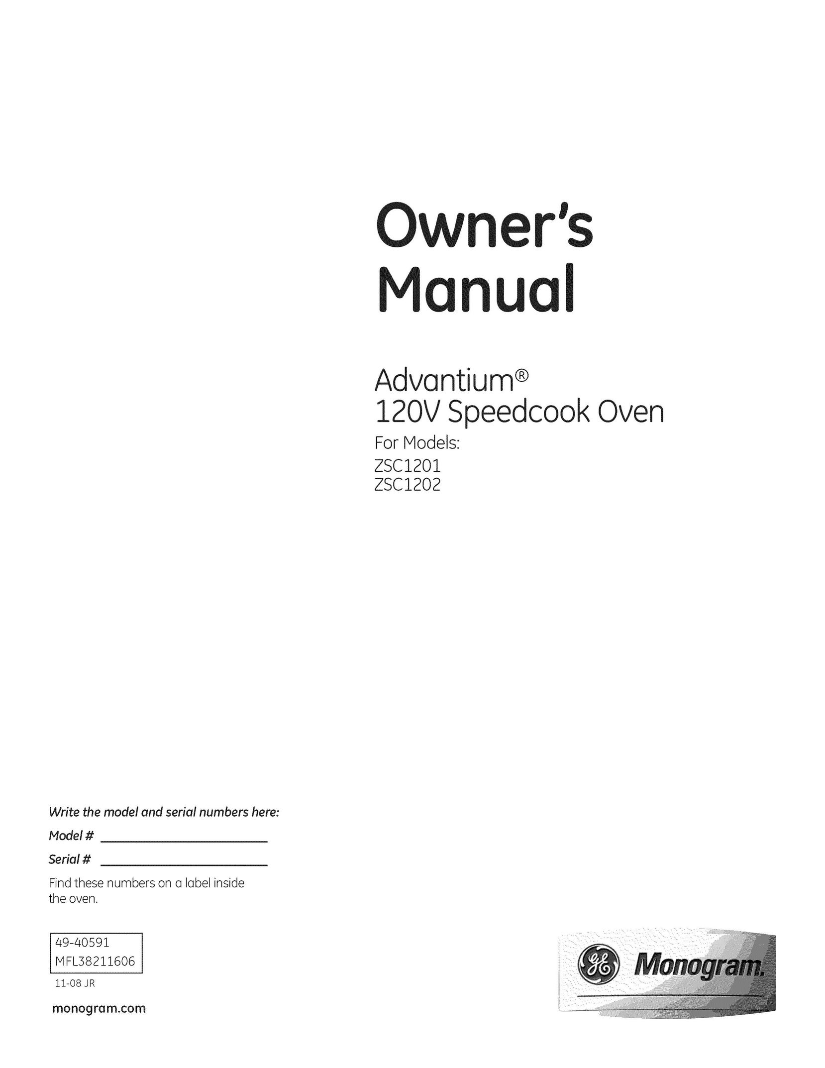 GE Monogram ZSC1202 Oven User Manual