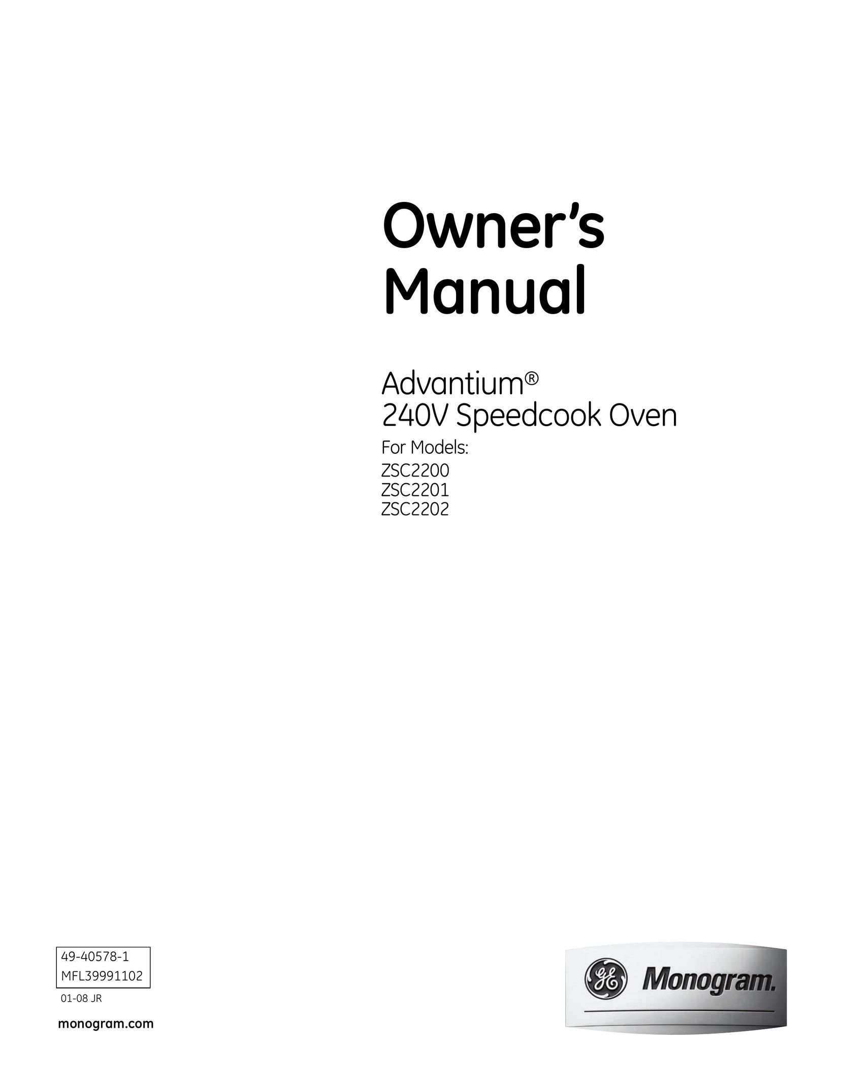 GE Monogram ZSC2201 Oven User Manual
