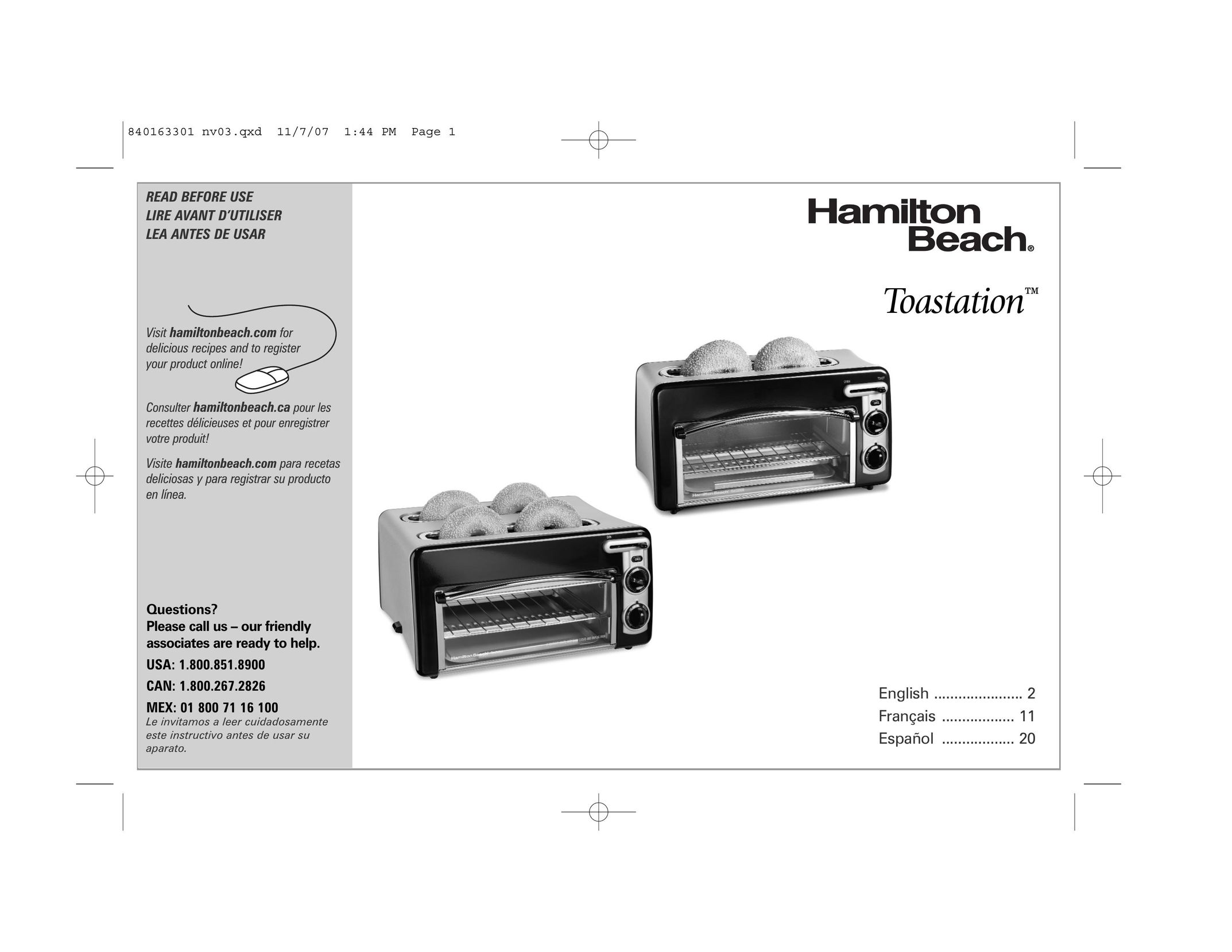 Hamilton Beach 22703 Oven User Manual