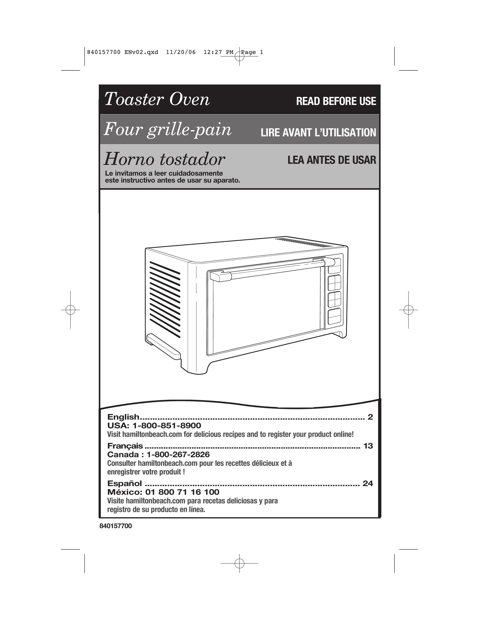 Hamilton Beach 31150C Oven User Manual