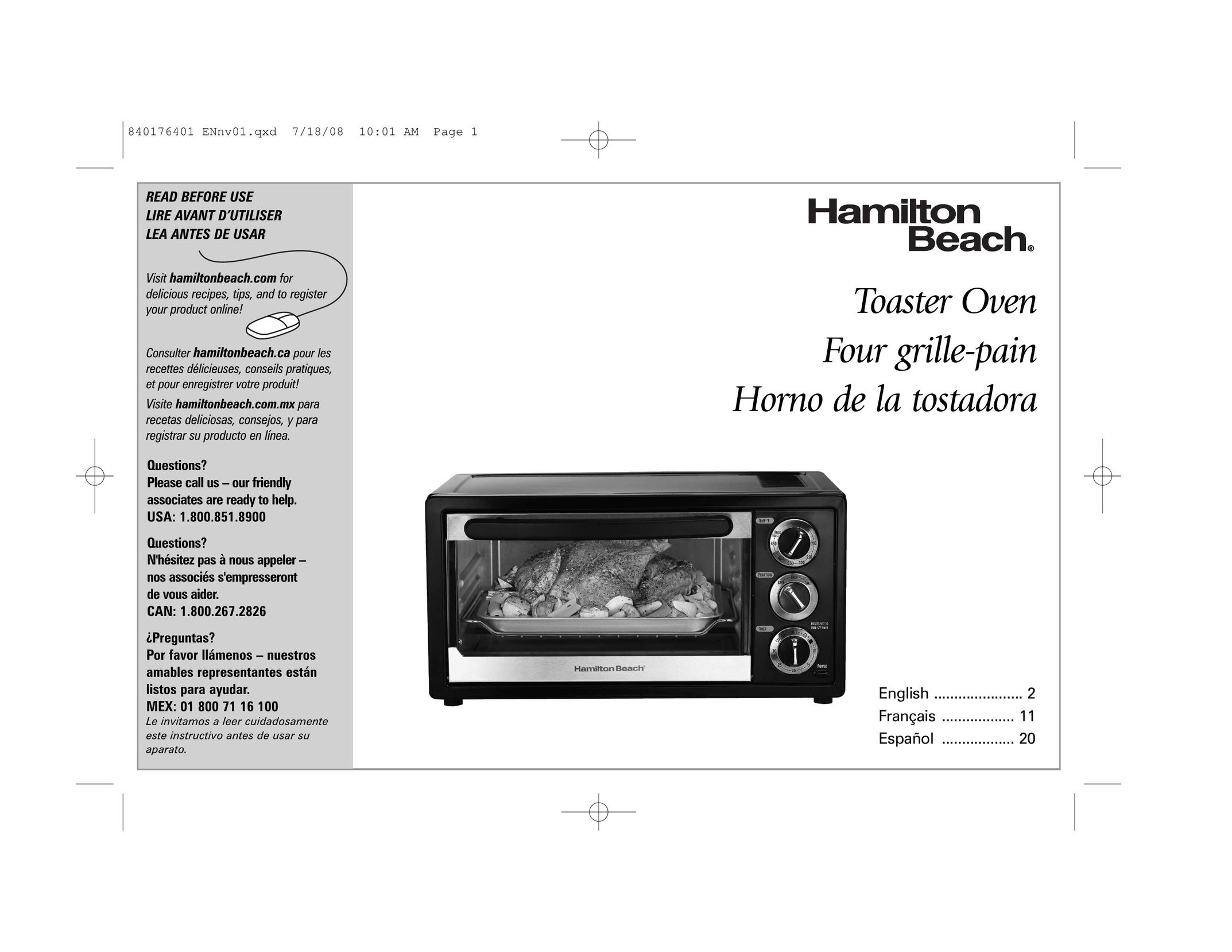 Hamilton Beach 31507 Oven User Manual