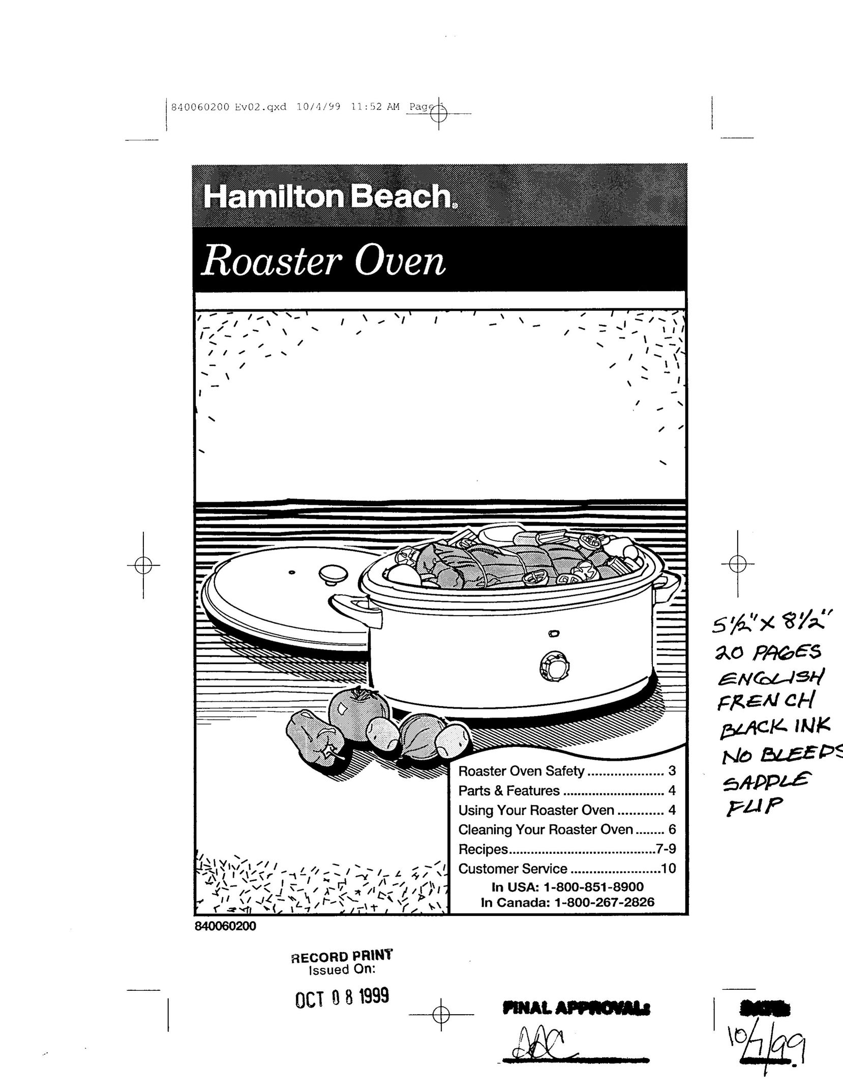 Hamilton Beach 32600 Oven User Manual