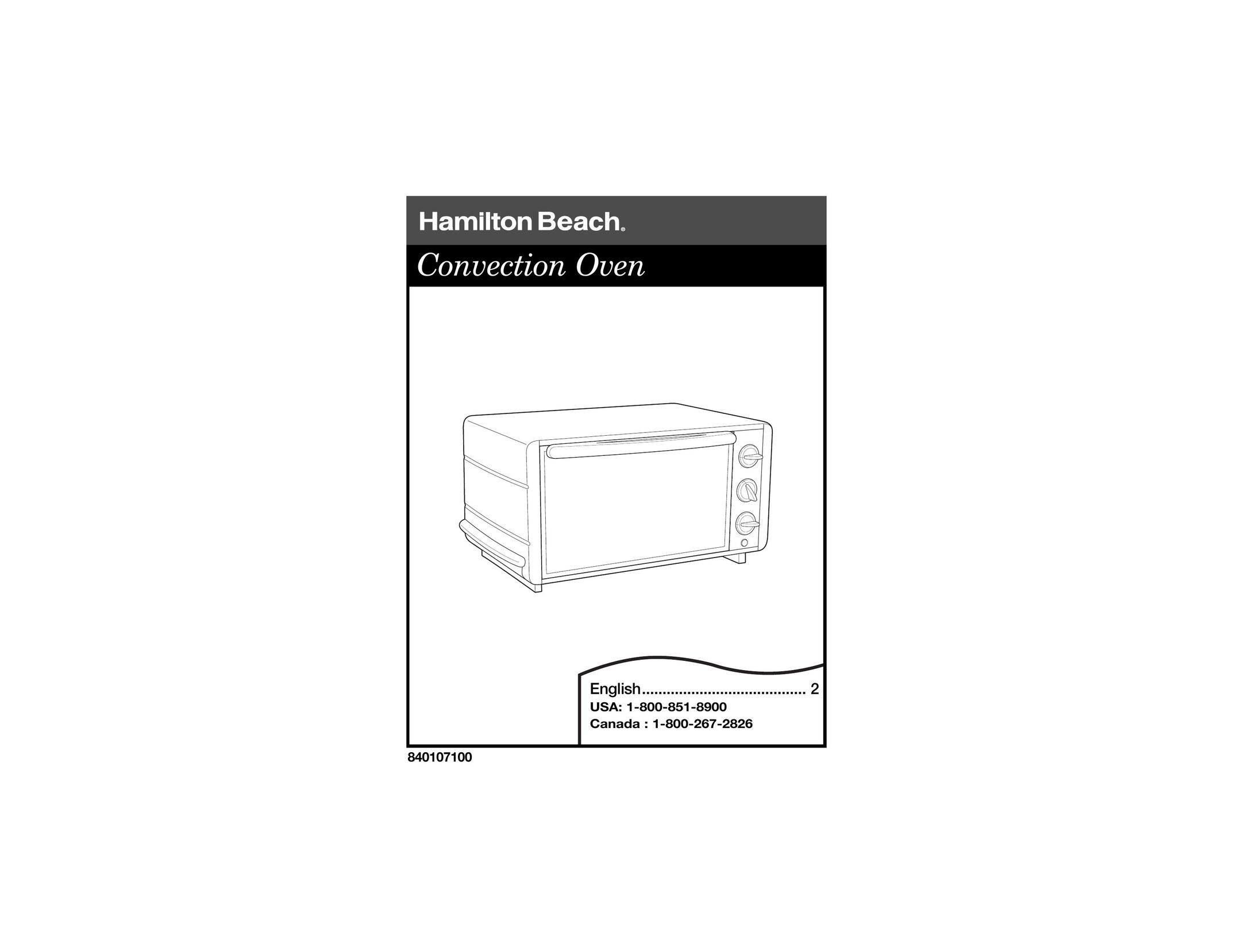 Hamilton Beach 840107100 Oven User Manual