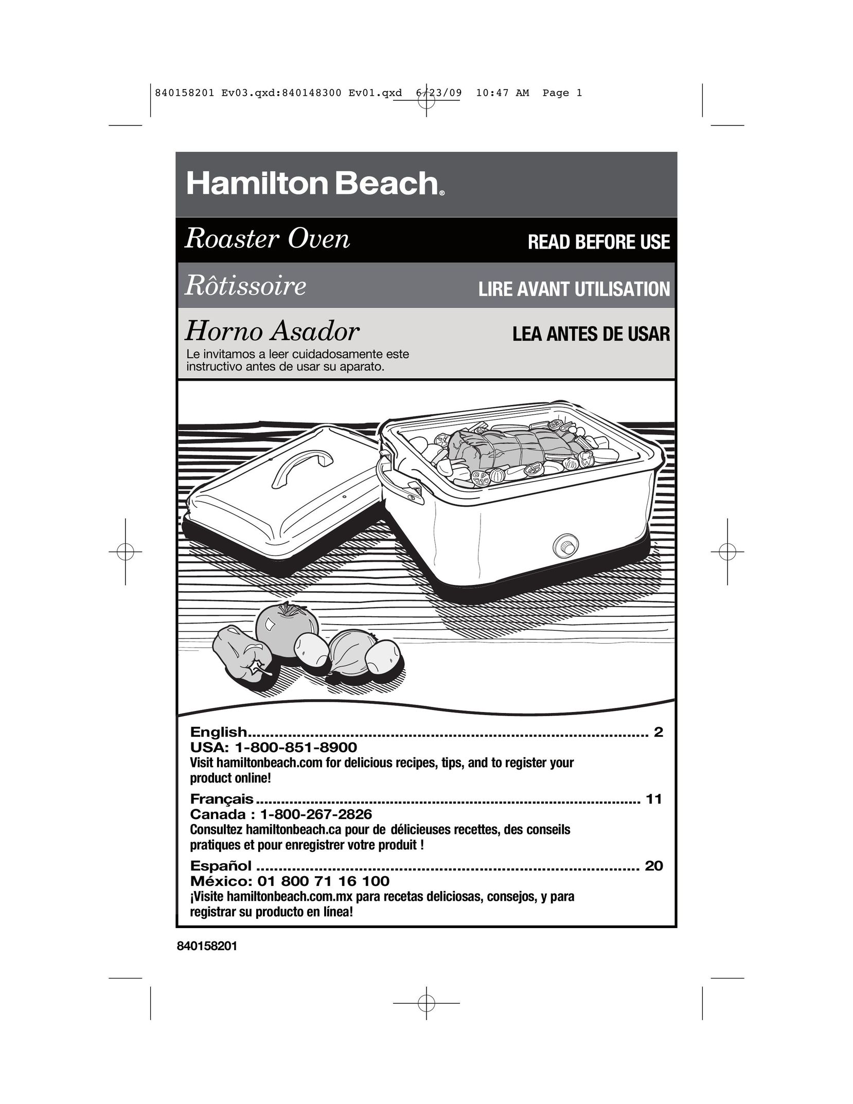 Hamilton Beach 840158201 Oven User Manual