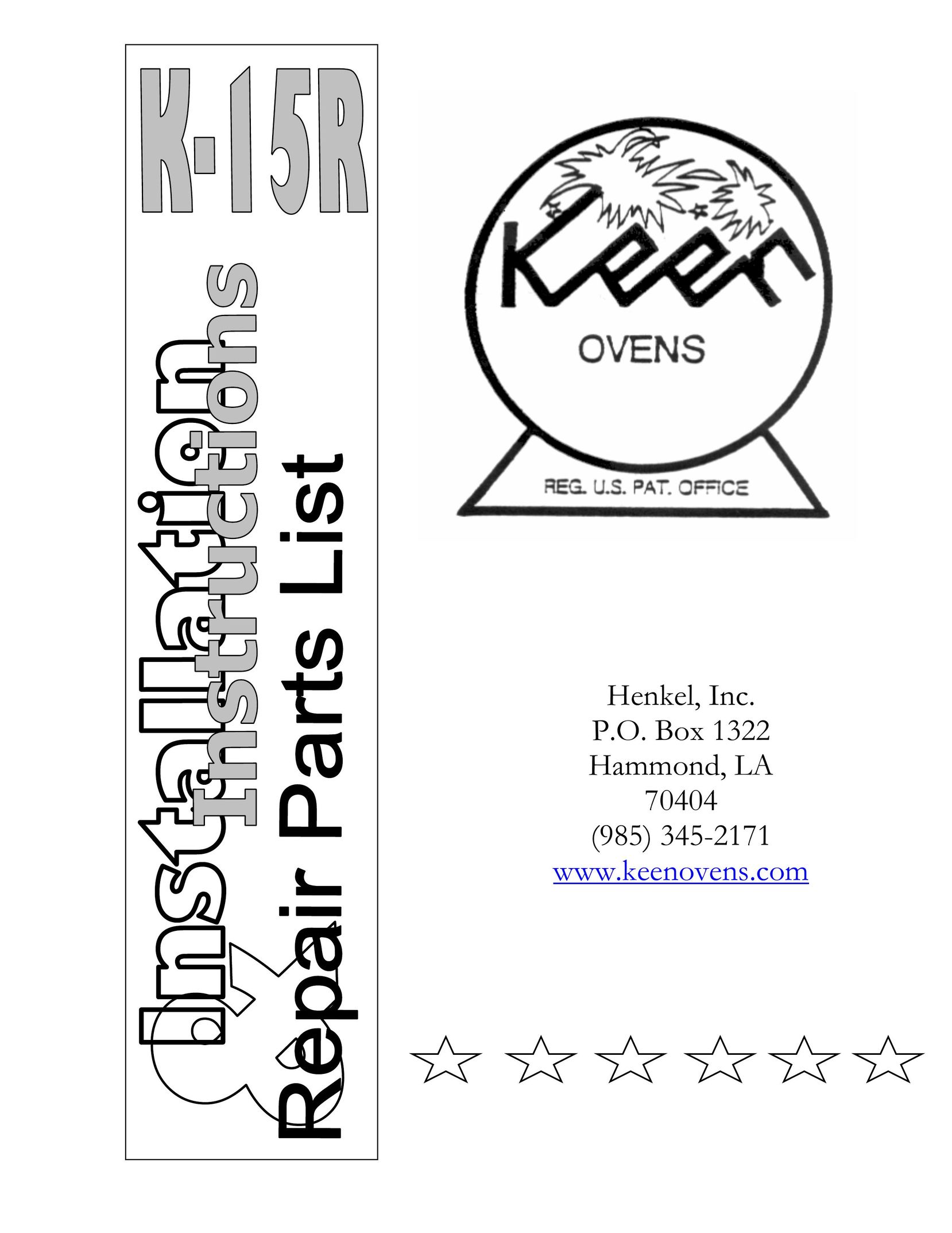 Henkel K-15R Oven User Manual