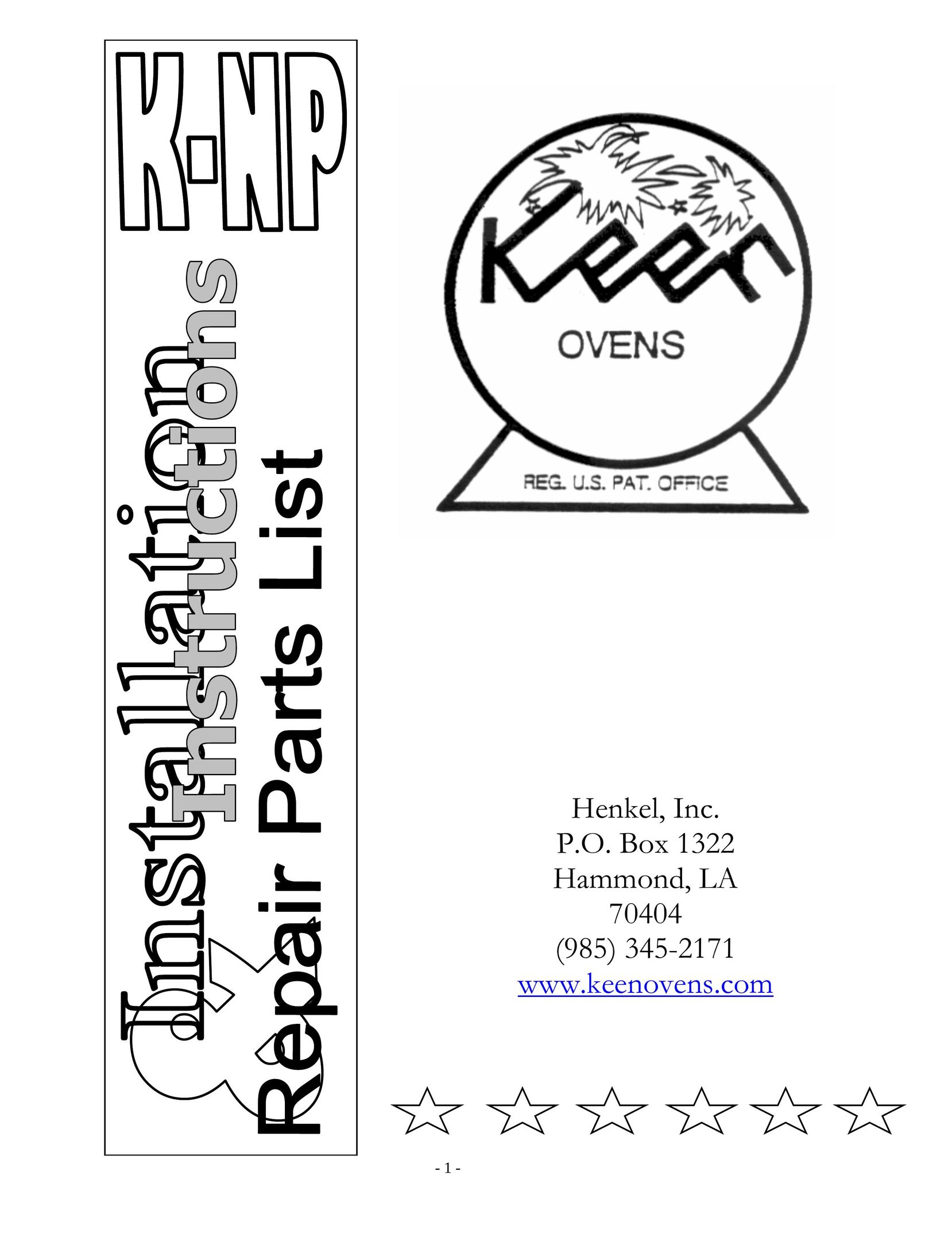 Henkel K-NP Oven User Manual