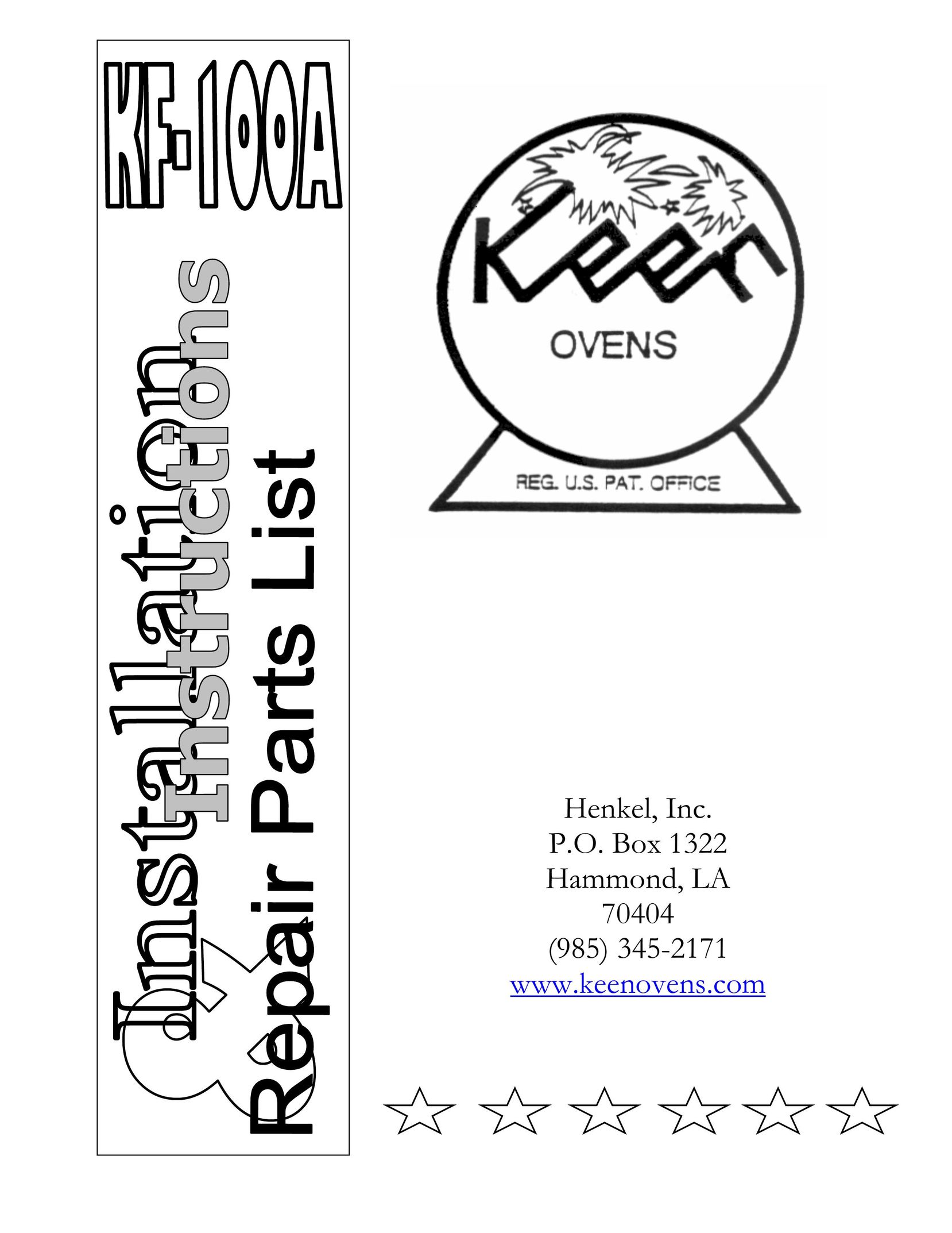 Henkel KF-100A Oven User Manual