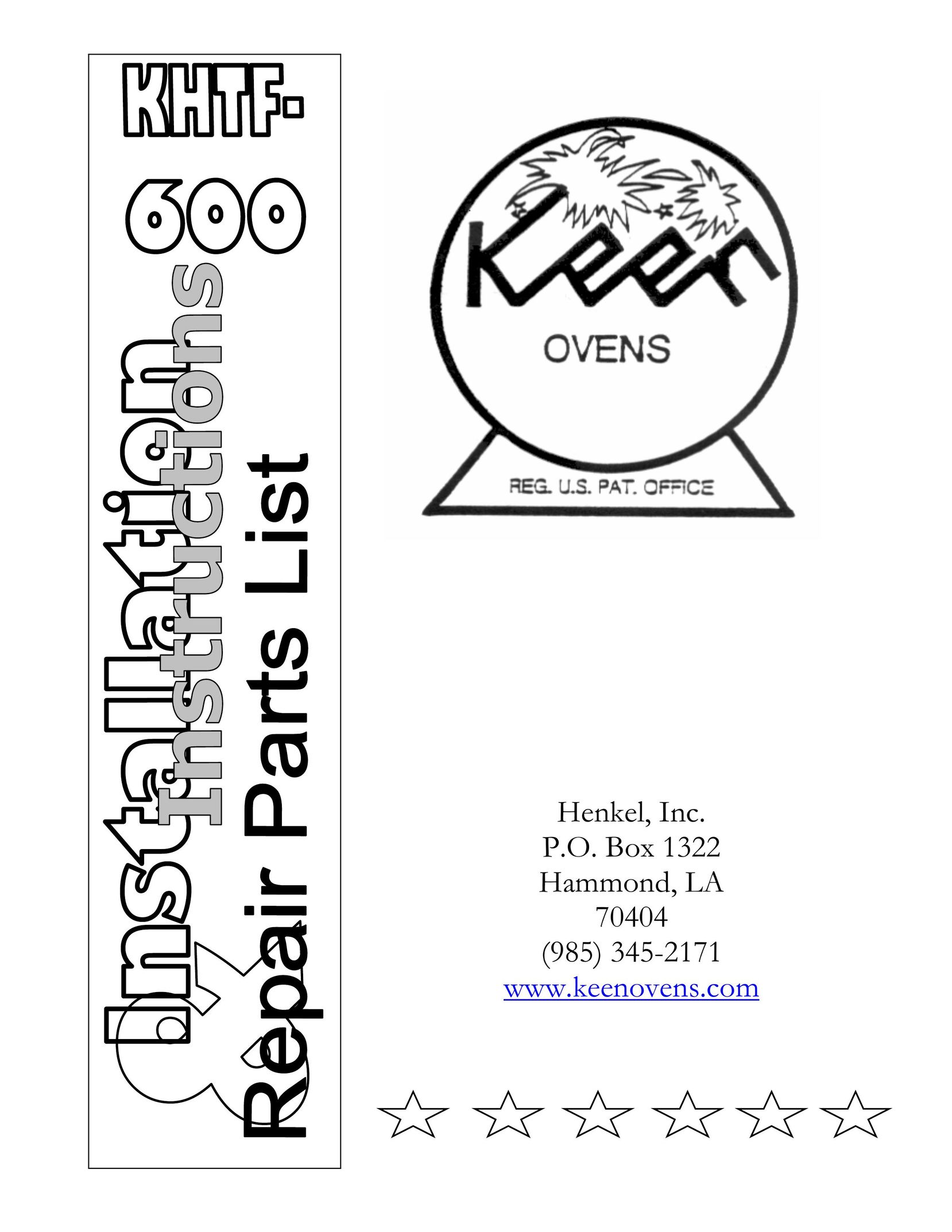 Henkel KHTF-600 Oven User Manual