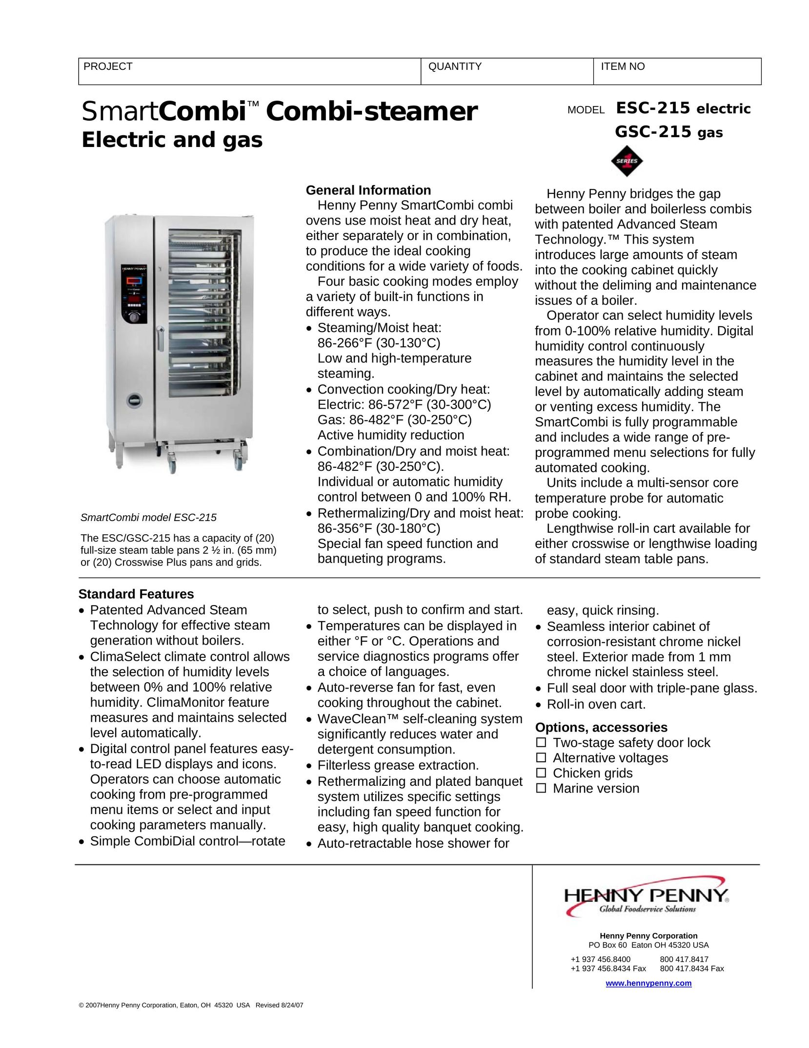 Henny Penny ESC-215 electric Oven User Manual